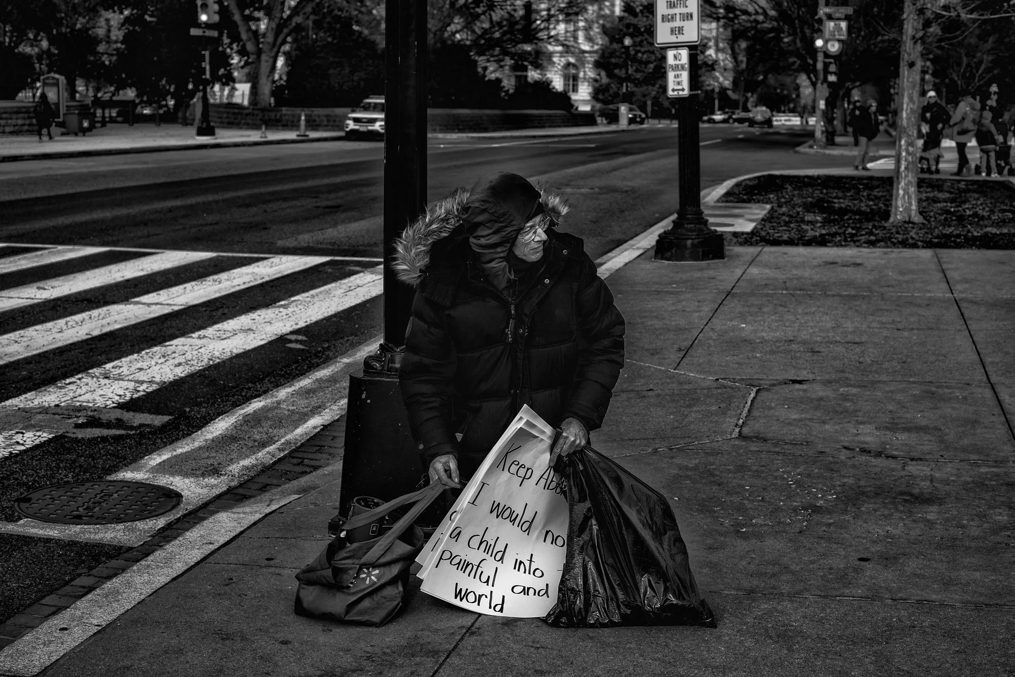 A pro-choice demonstrator at the March for Life in Washington, DC, on March 27, 2017.