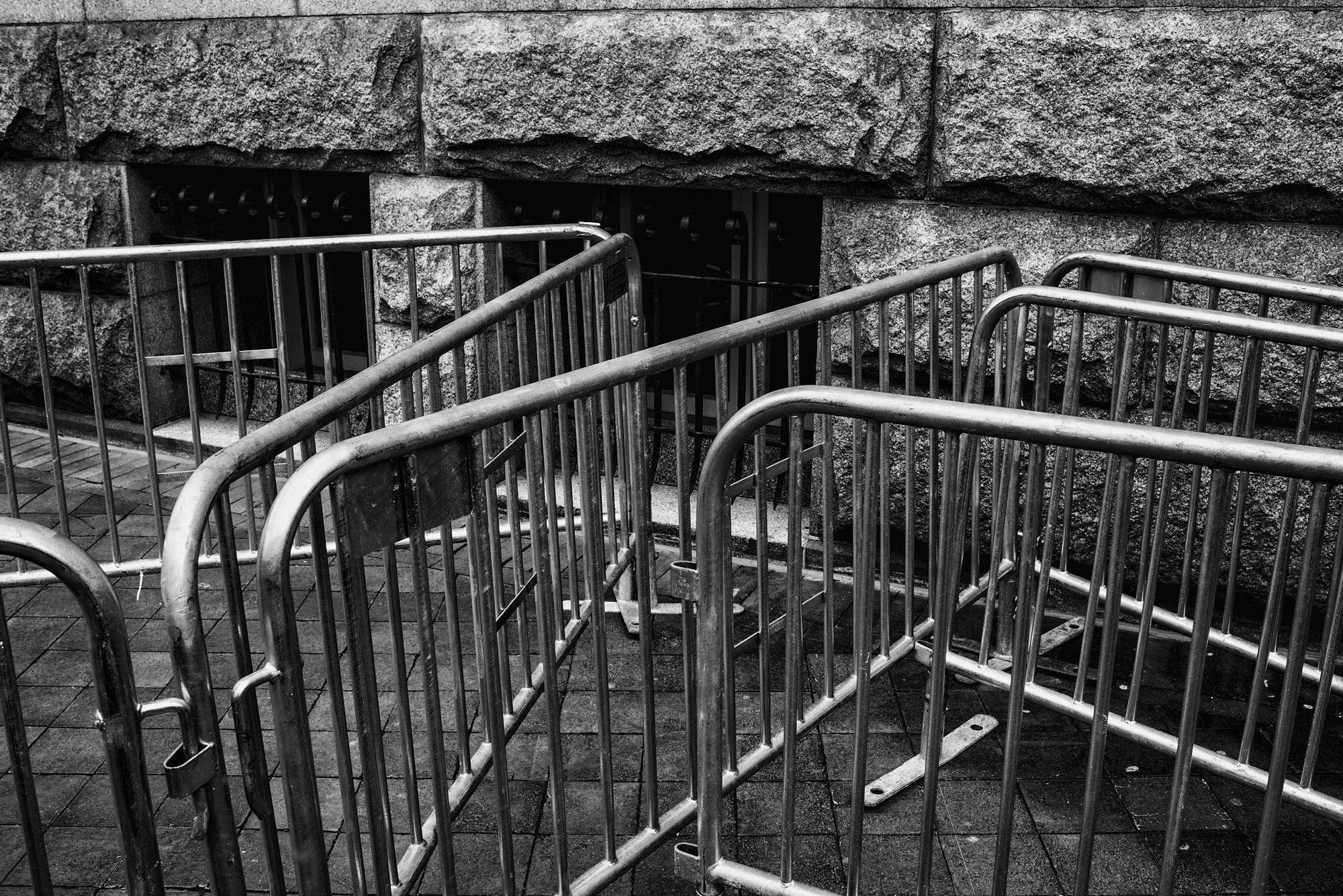 Security gates that were removed by protesters at the Trump hotel after President Trump's executive order banning people from seven countries from entering the United States, on January 29, 2017.