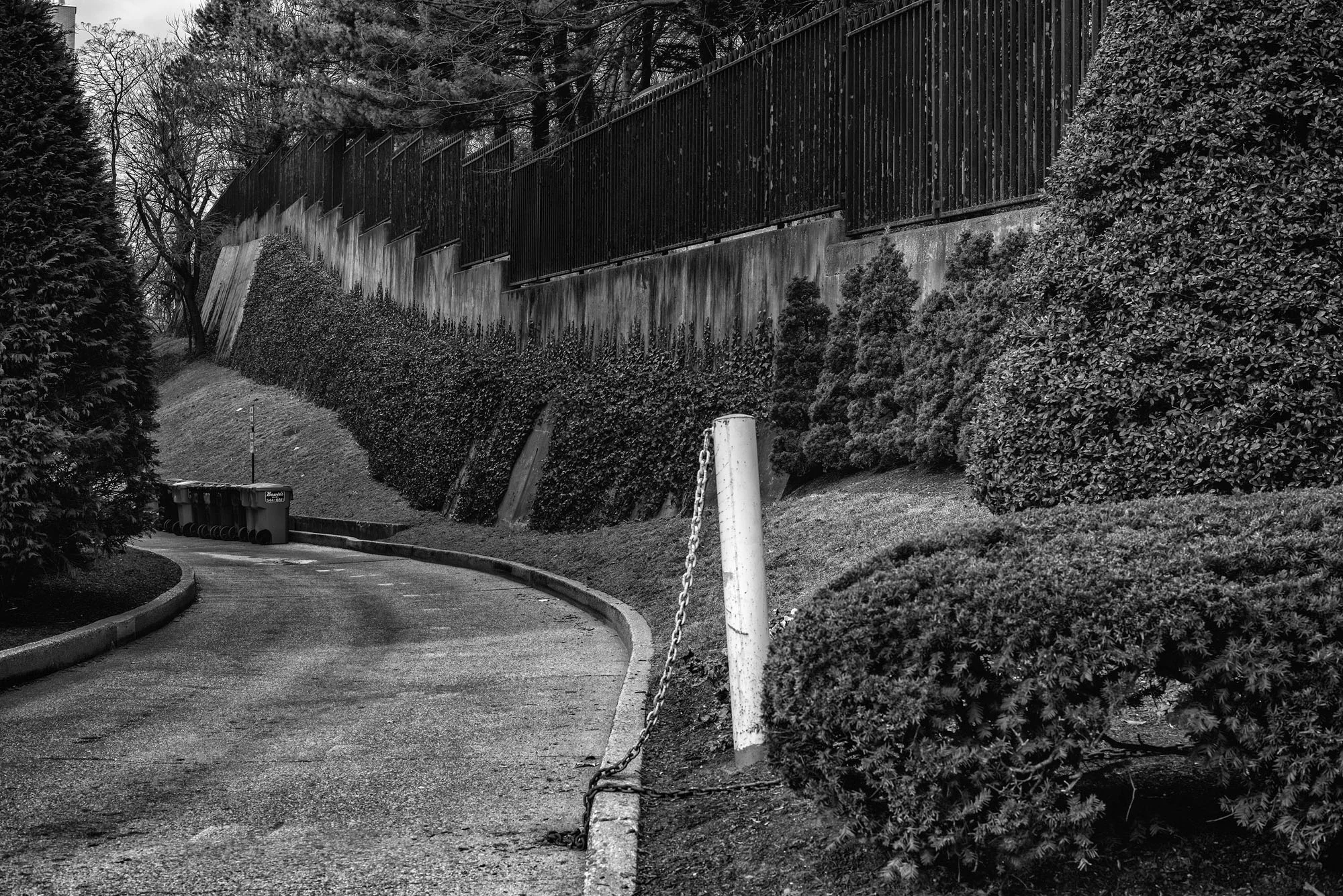 A wall separates an apartment building from the Russian Embassy in Washington, DC, on February 2, 2017.