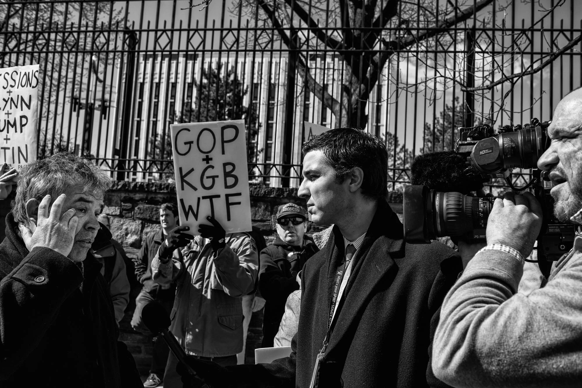 Protesters demonstrate in front of the Russian Embassy, on March 4, 2017.