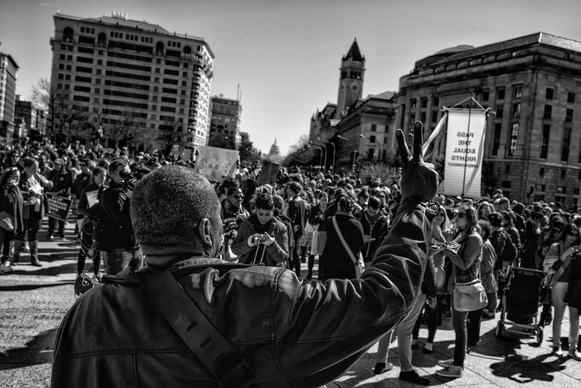 A musician performs at the Day Without Women protest in Washington, DC on March 8, 2017.