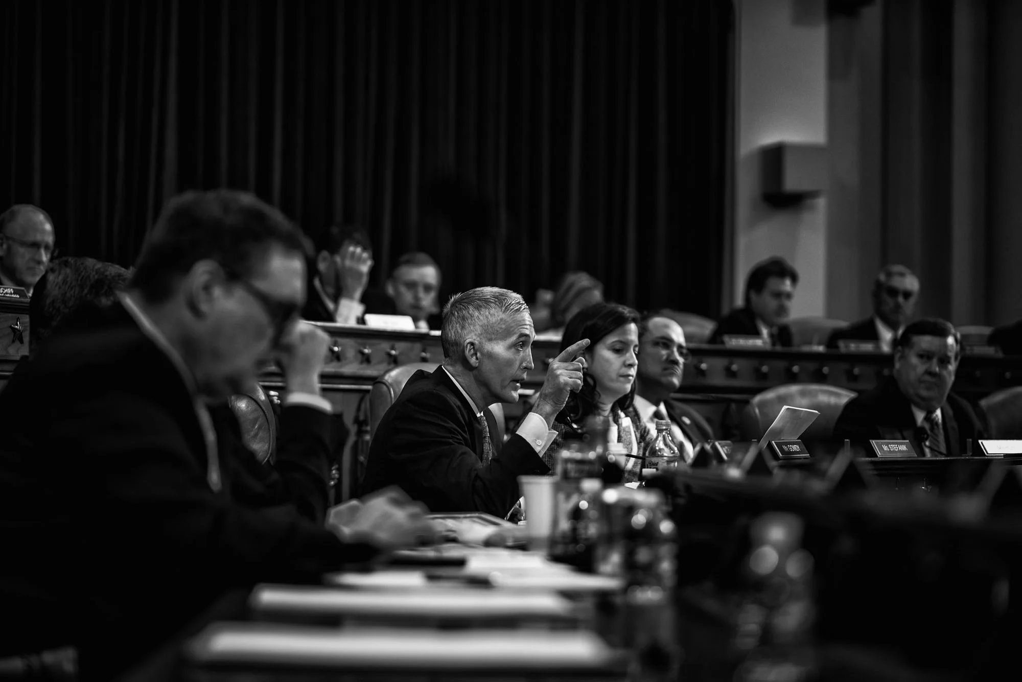 Representative Trey Gowdy asks FBI Director James comes a question during a House Permanent Select Committee on Intelligence hearing concerning Russian interference in the 2016 United States election, on March 20, 2017.