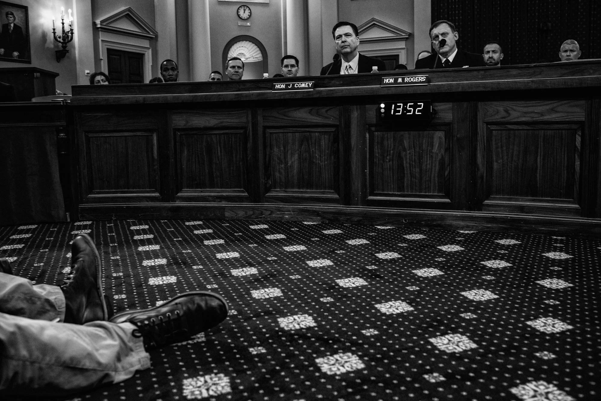 James Comey, Director of the Federal Bureau of Investigation, and Michael Rogers, Director of the National Security Agency, testify before a House Permanent Select Committee on Intelligence hearing concerning Russian interference in the 2016 United States election, on March 20, 2017.