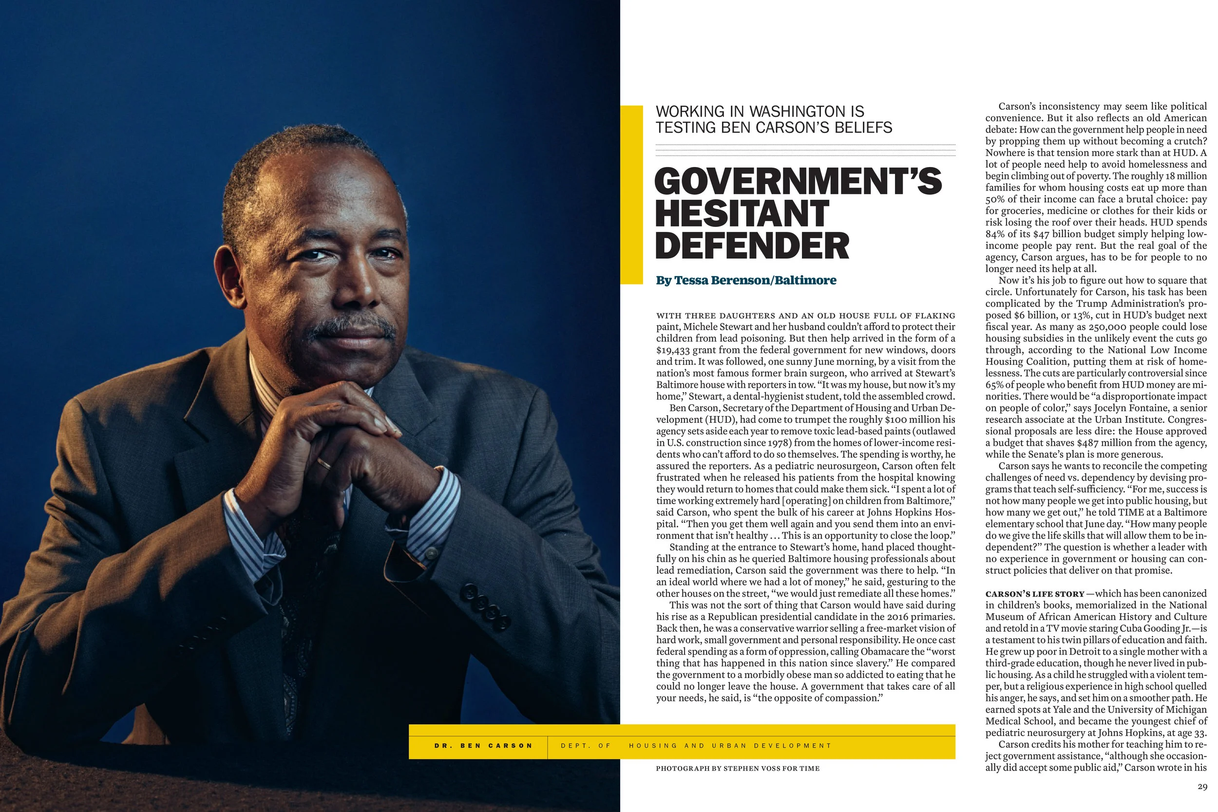 HUD Secretary Ben Carson for Time Magazine