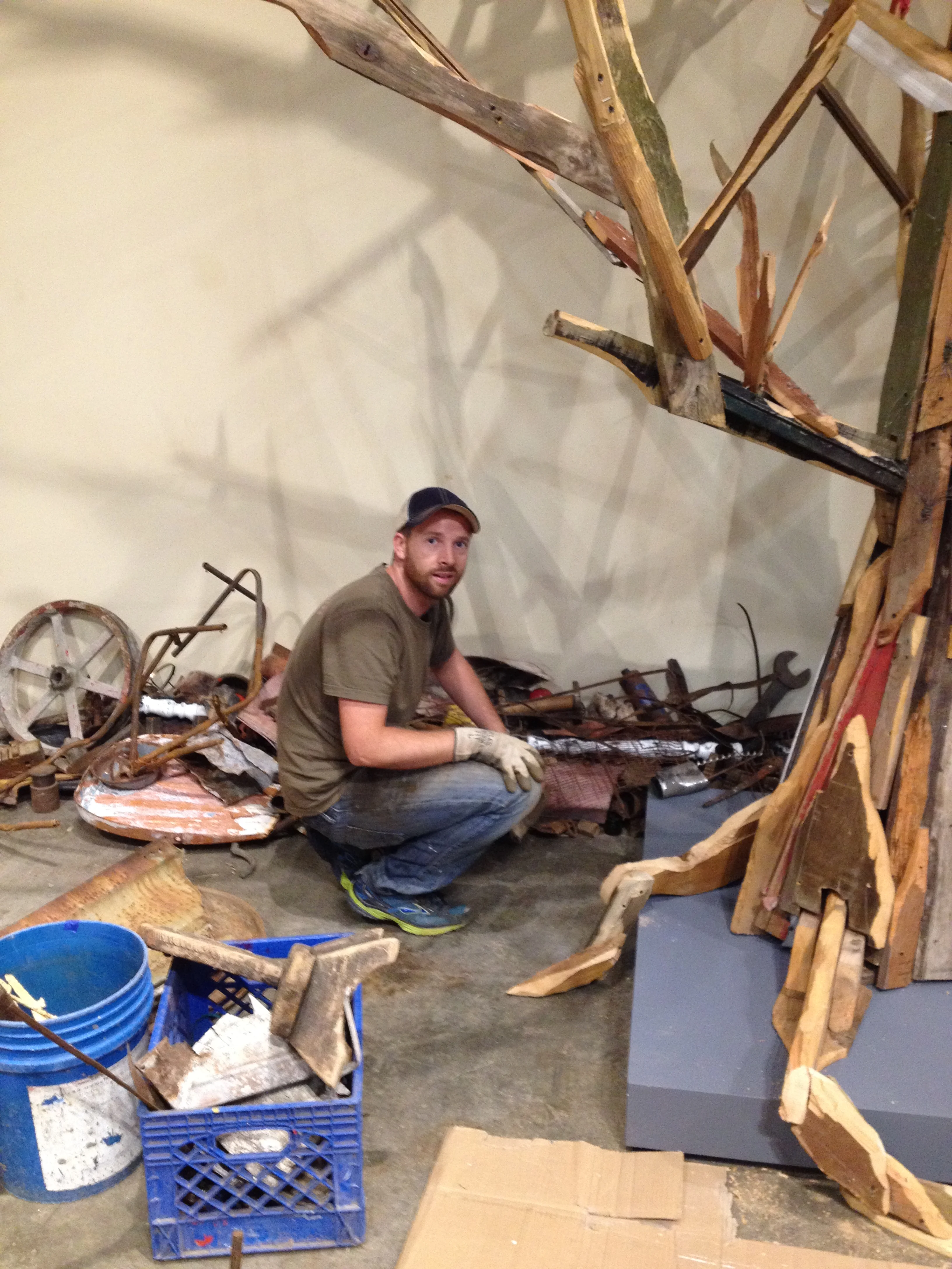 Gardener Will working on his composition.
