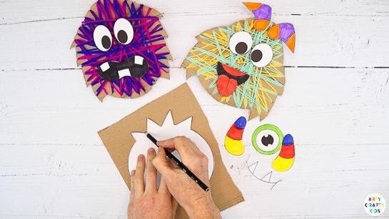  1.  On the cardboard draw a silly-looking monster head.&nbsp;  2.  Cut out the head shape.  3.  Make eyes, mouth, nose, ears, and maybe horns, whatever you want on your monster face. Use whatever supplies you have to make the face. 