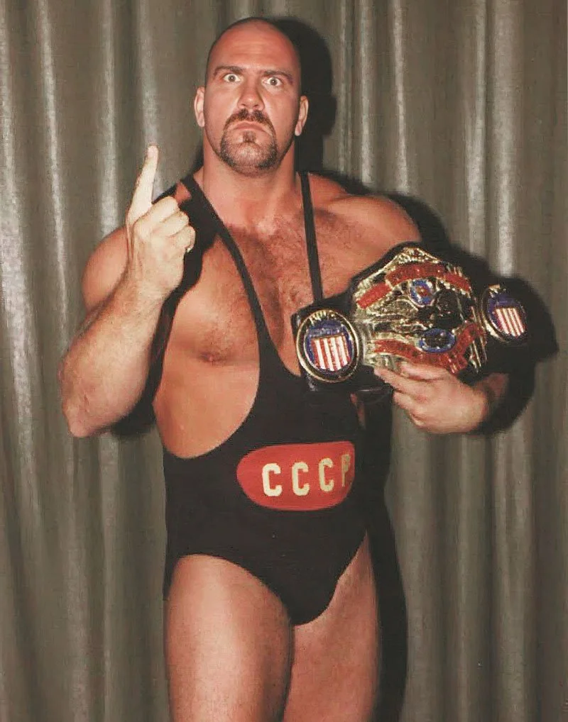 Wrestler Nikita Koloff in a wrestling butcher singlet