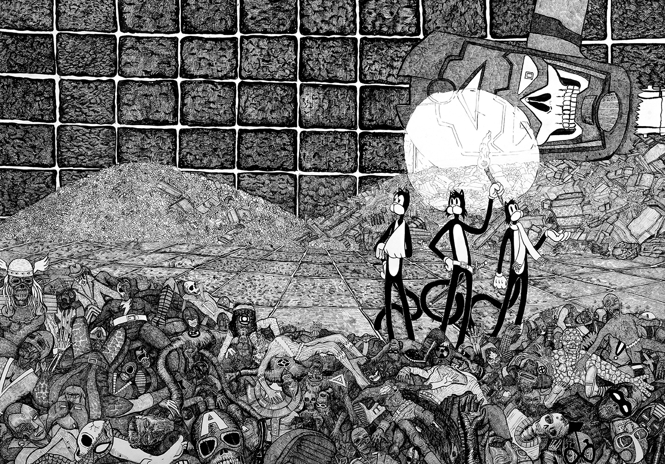 Why Were These Guys Dressed Like Such Assholes?  2010 38” x 50” pen and ink