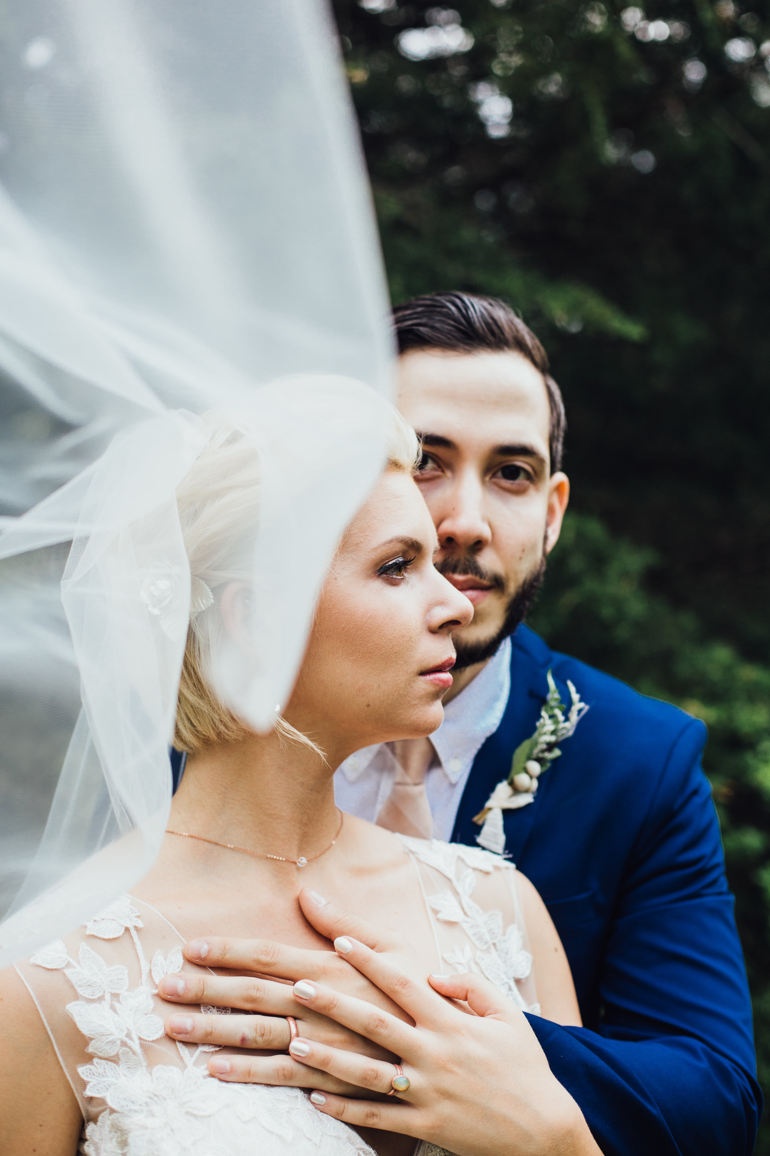 bride and groom portraits veil