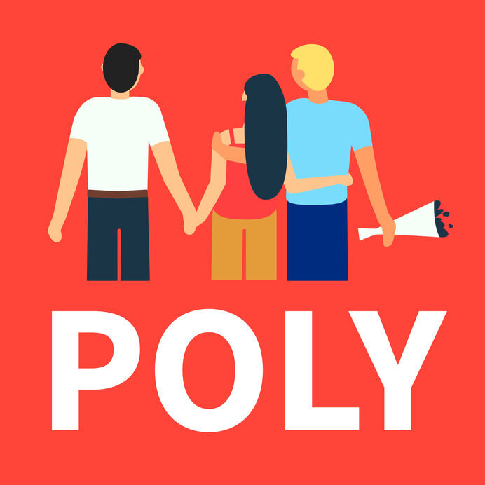 Polyamory. Many loves. Three people in love.
