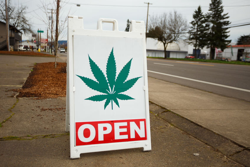 Marijuana dispensary sign.