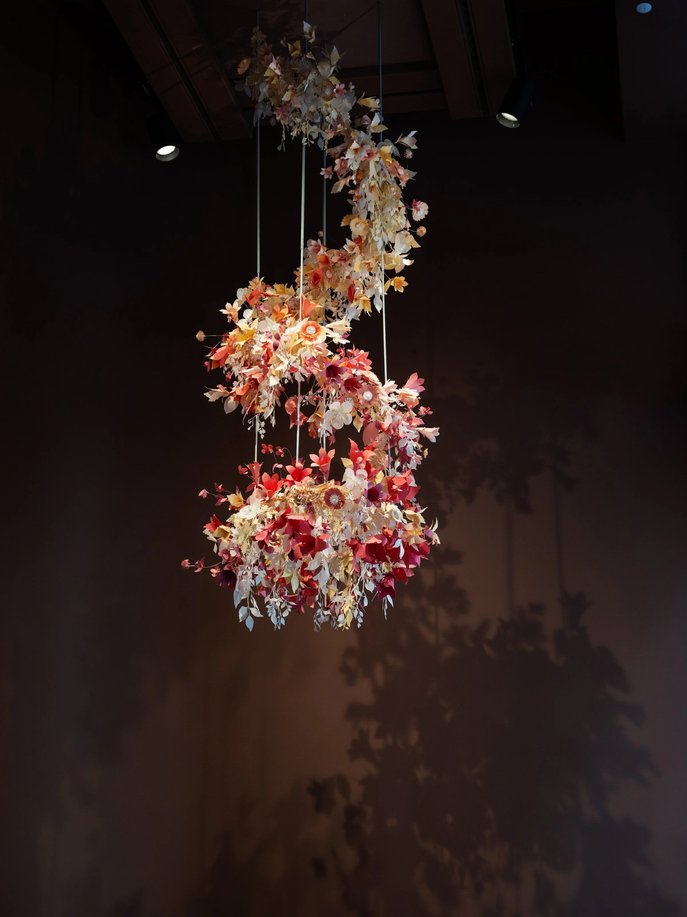 Floral Paper Retail Window Installation Detail — 113 Spring NYC