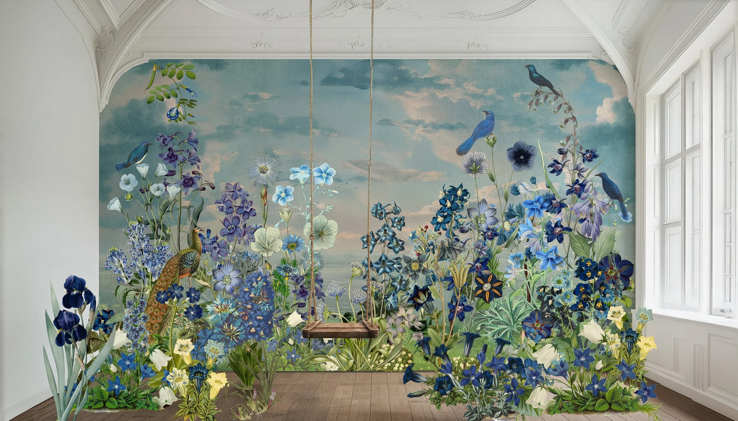 Blue Floral Immersive Photoshoot Environment — Production-Ready Editorial Concept