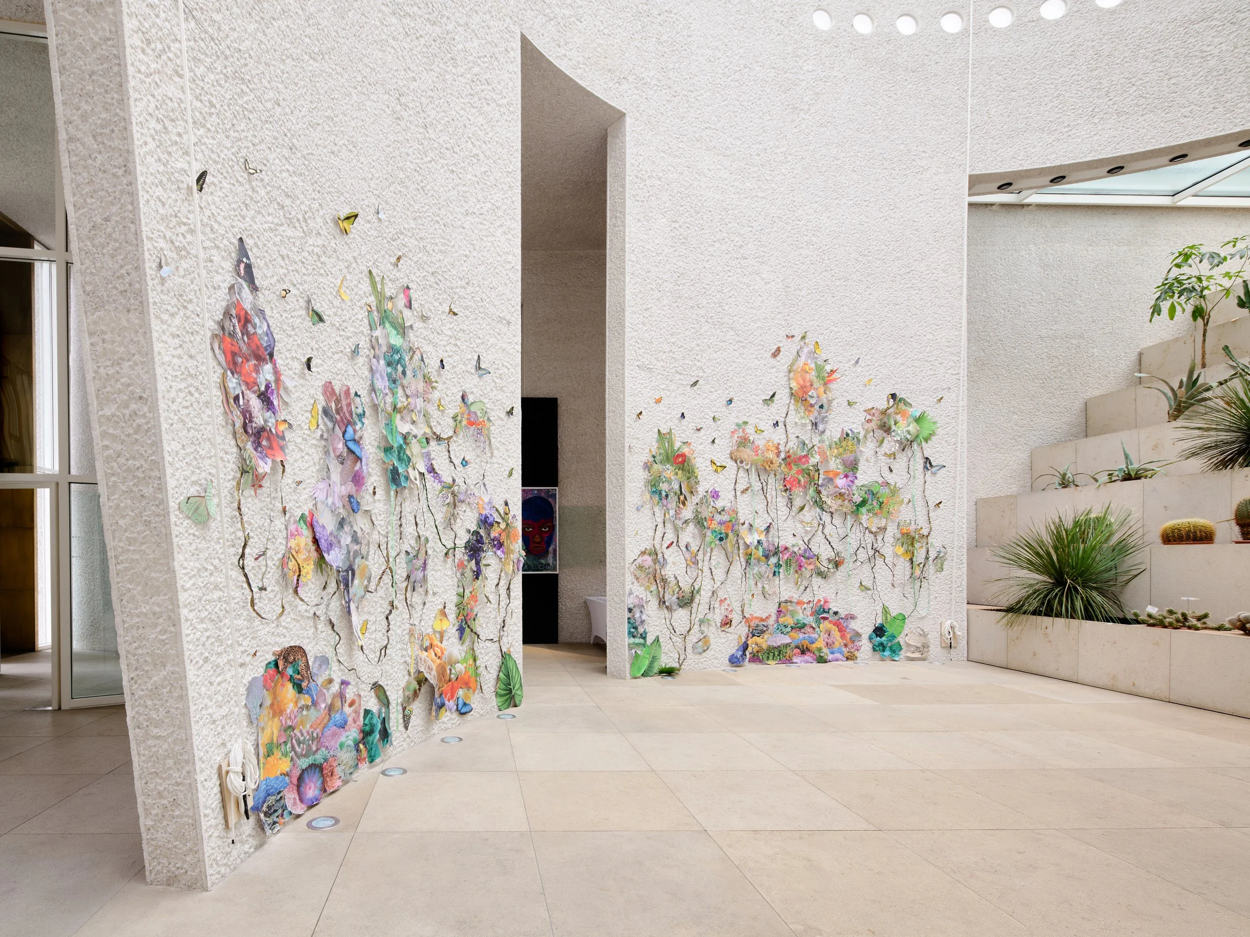 Full installation view of a large-scale, site-specific botanical installation artwork commissioned for the lobby of the Mexican Embassy in Berlin.