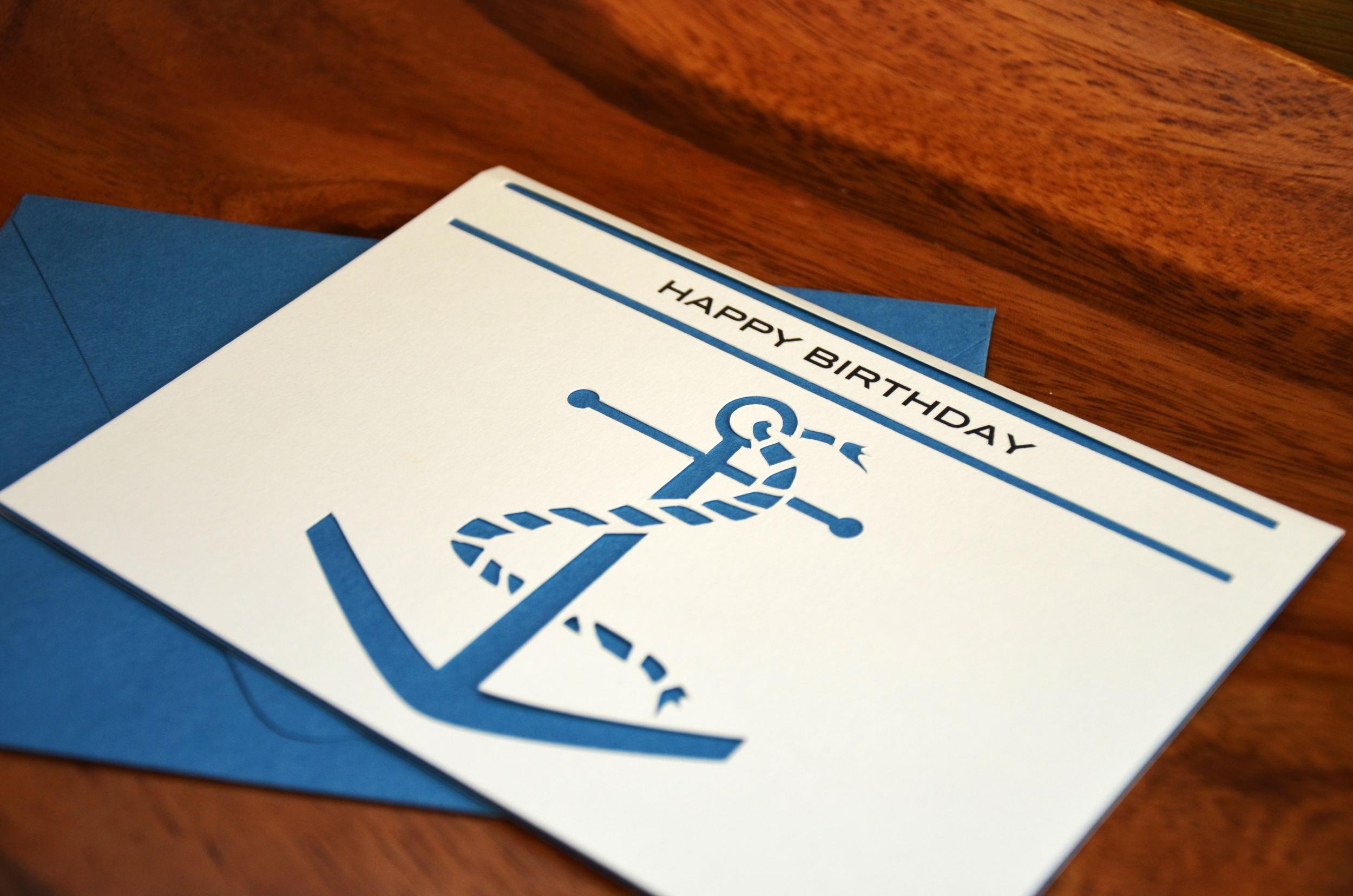anchor birthday card | blue