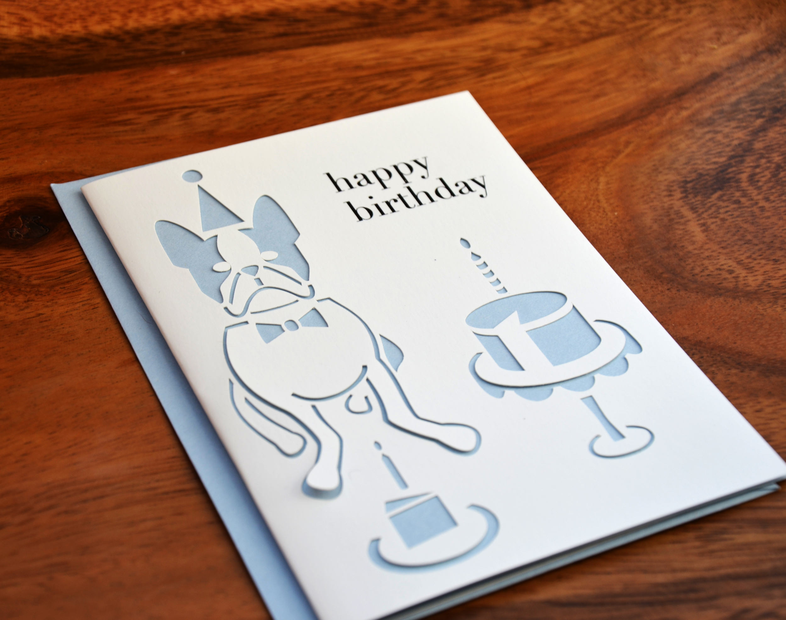 boston terrier happy birthday | light blue