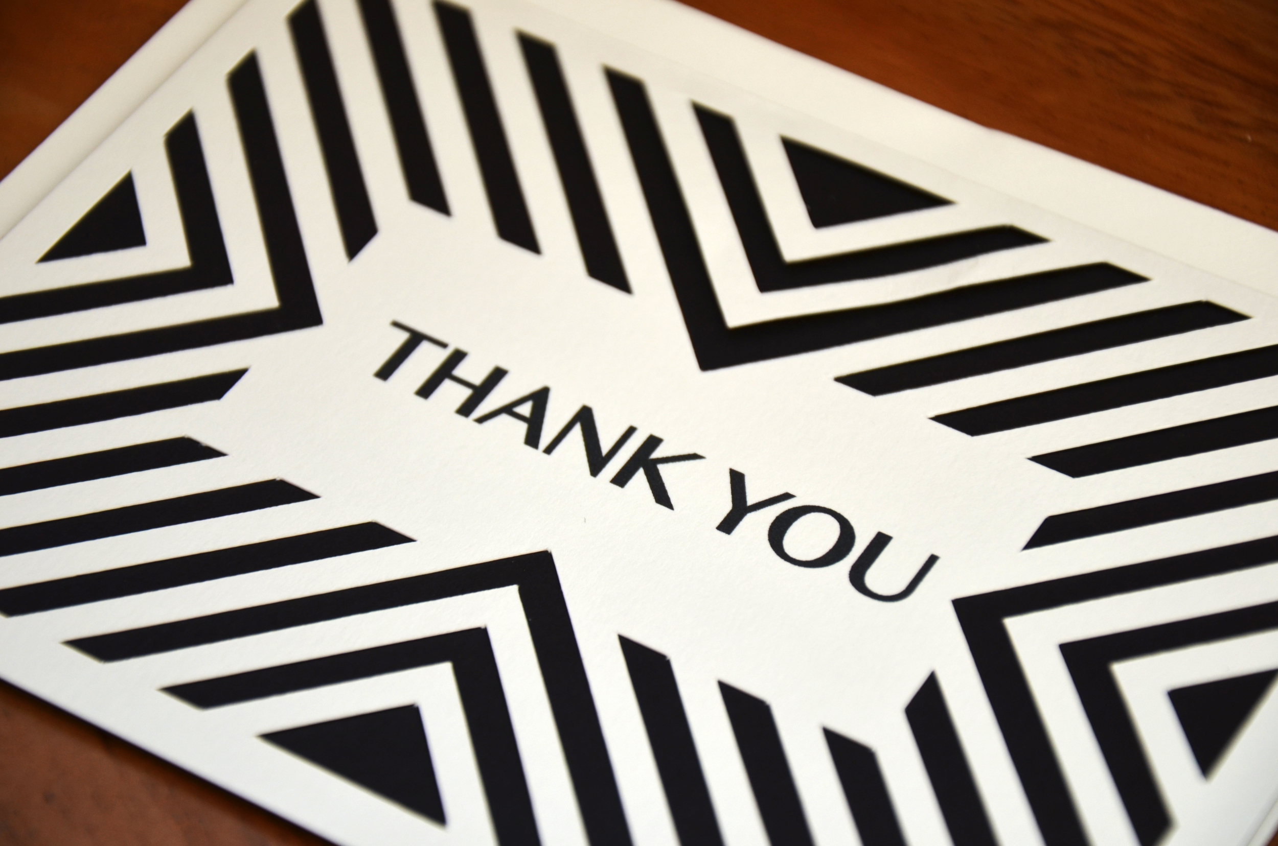 classic chevron thank you card | black