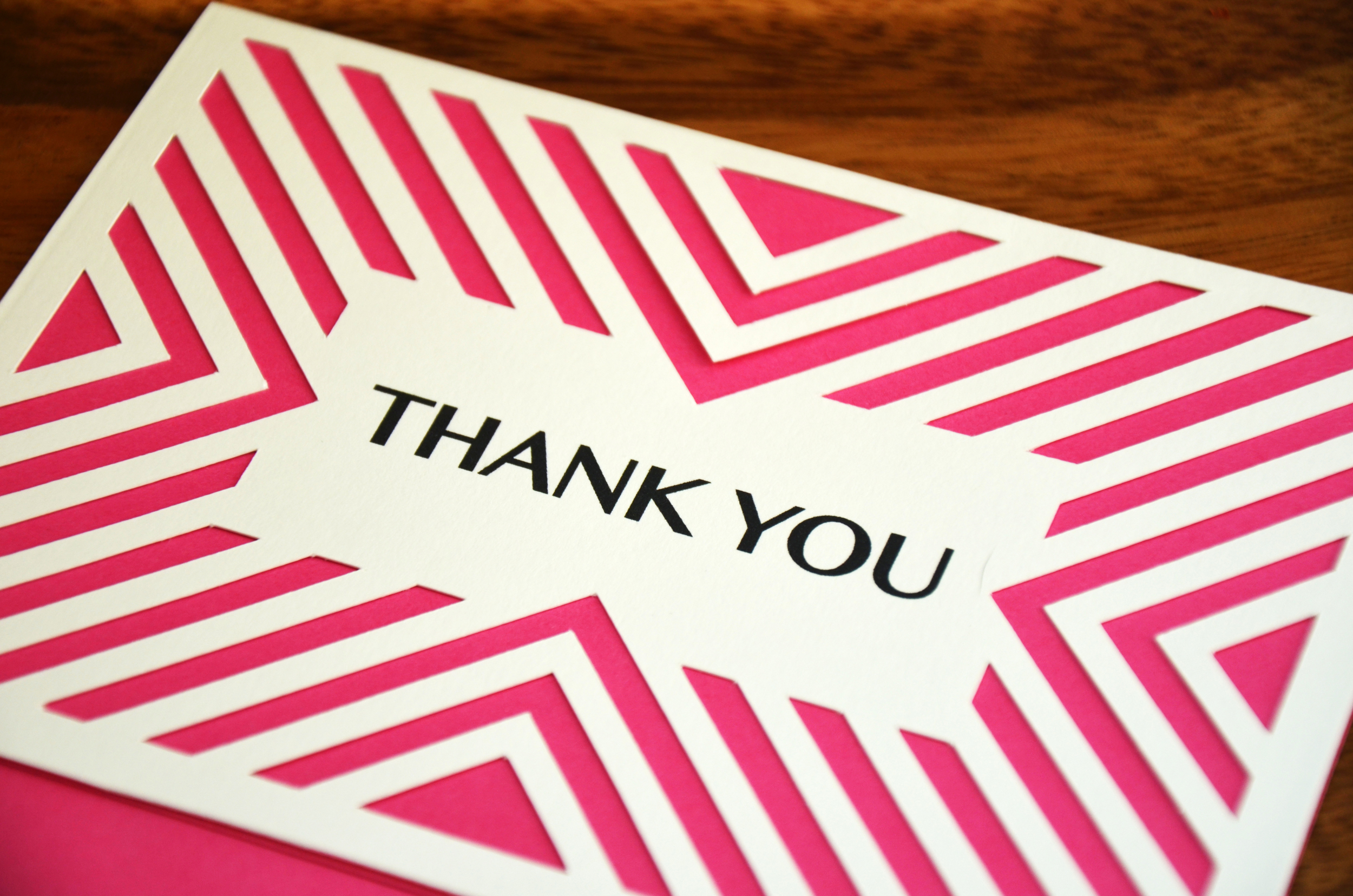 classic chevron thank you card | bright pink