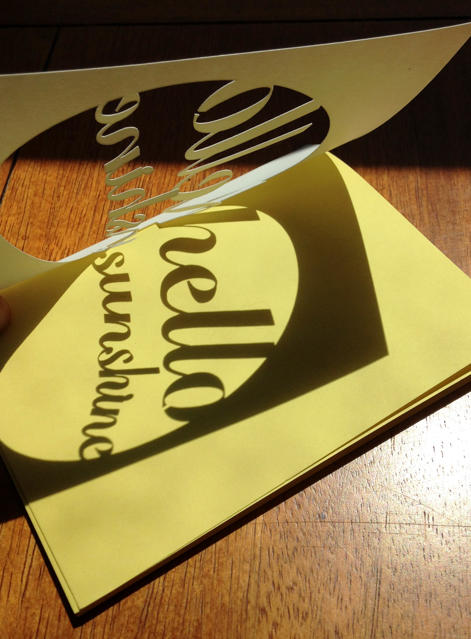 Our new "hello sunshine" card in yellow.
