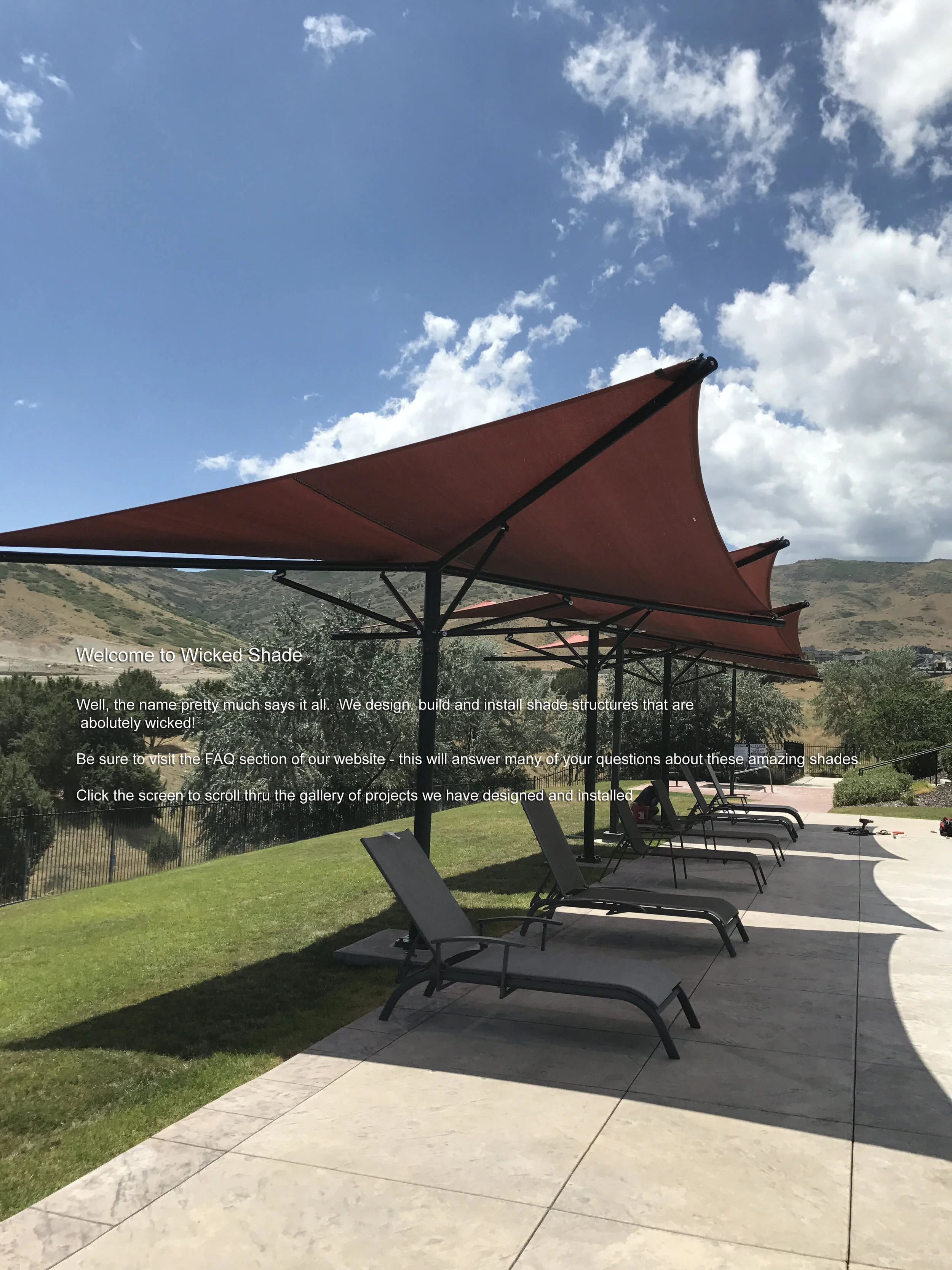 swimming pool shade sails on Wicked Shade Inc