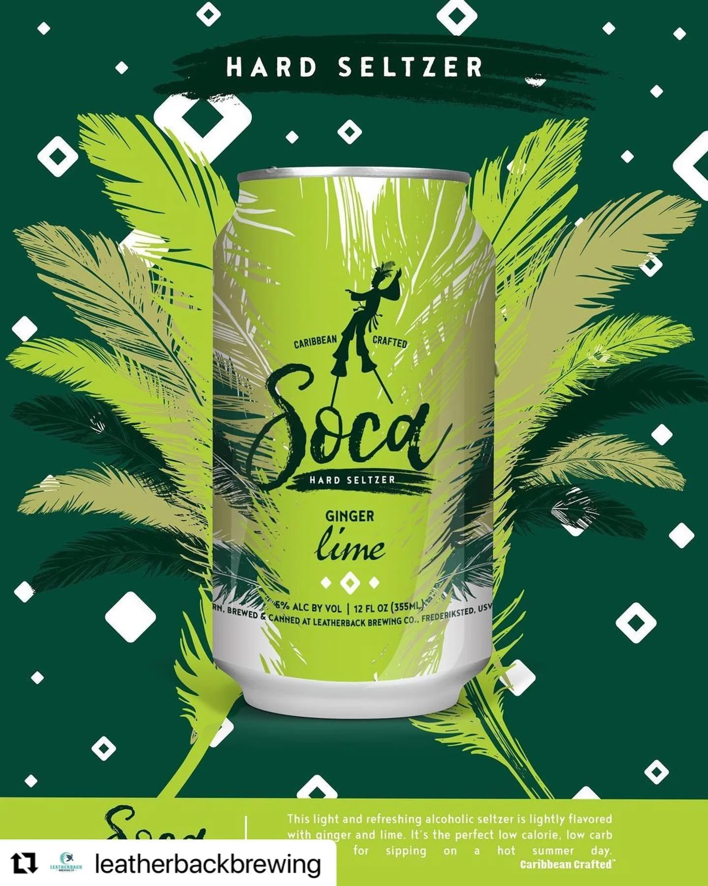 Summers here! SOCA a perfect summer drink! Light and refreshing! Cheers to life 💚