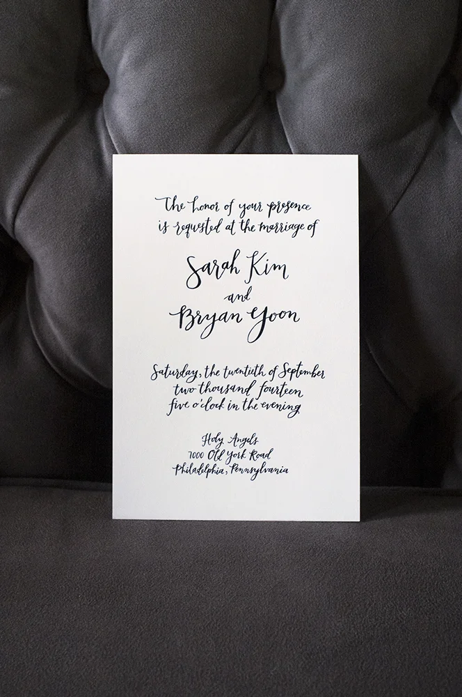 Sarah + Bryan's custom oversized black and white invitation by hello, bird. 