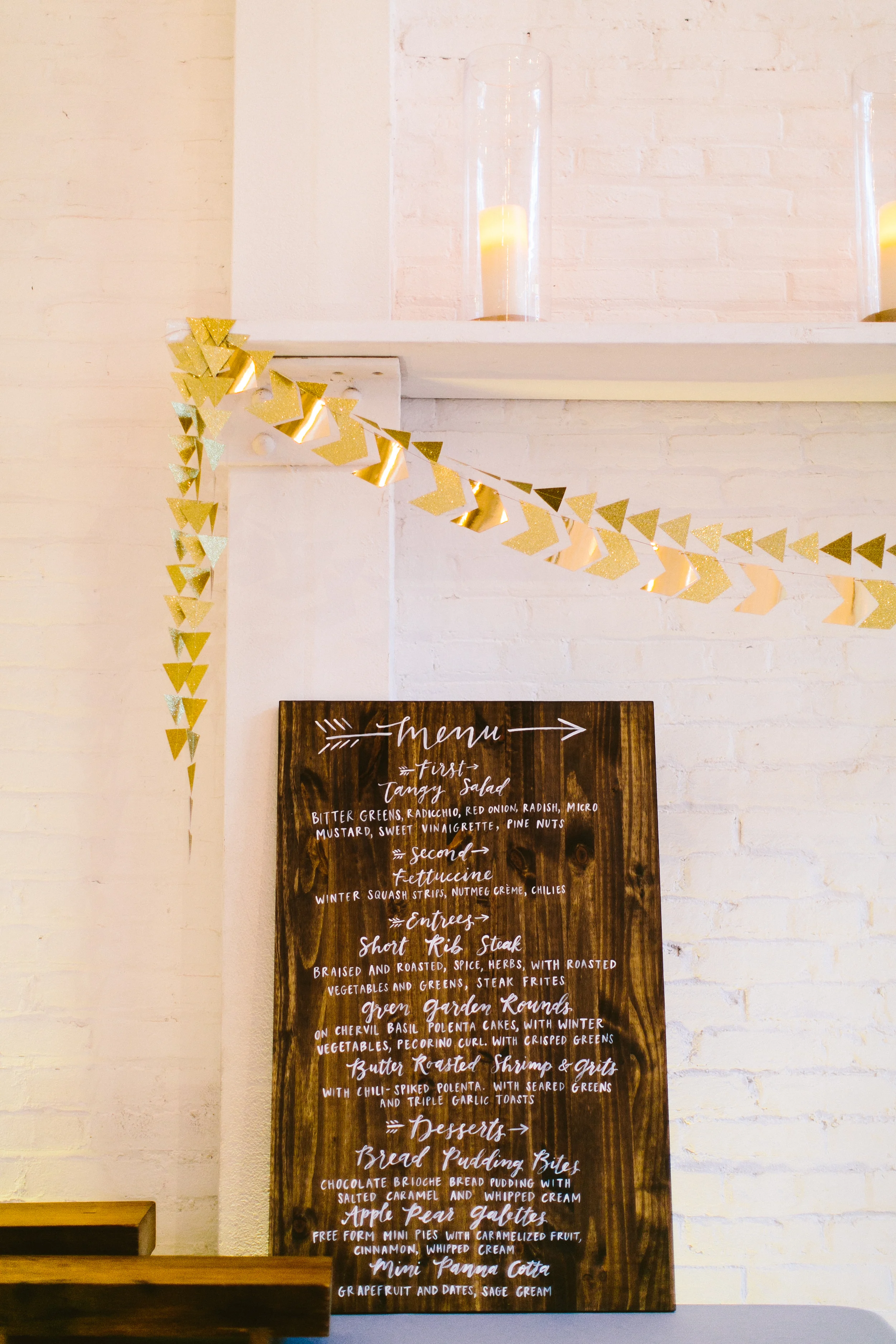 handpainted calligraphy wooden menu by hello,, bird. // photo by redfield photography