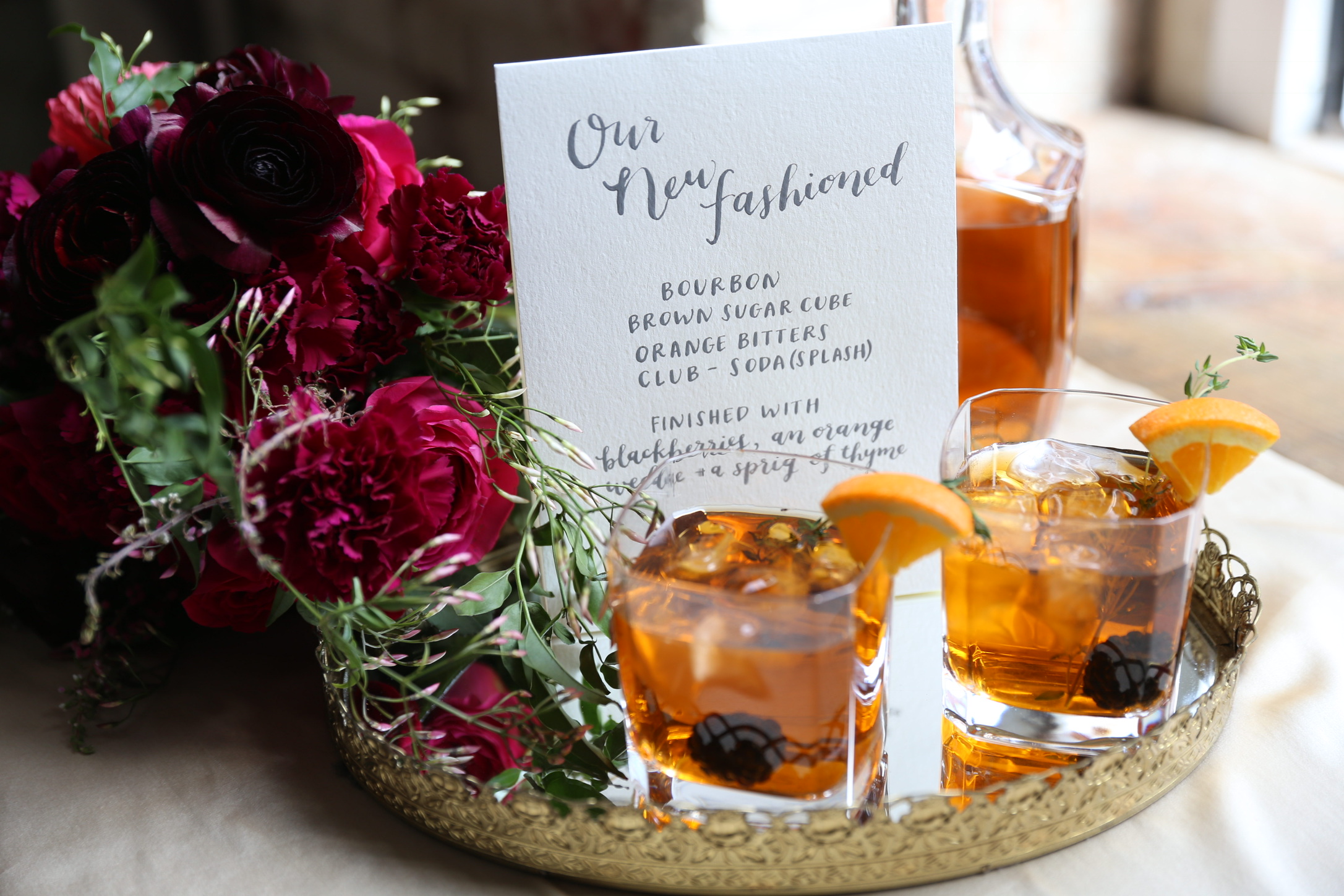 hello, bird. gray ink calligraphy signature cocktail sign // photo courtesy of Emma McDonald Photography