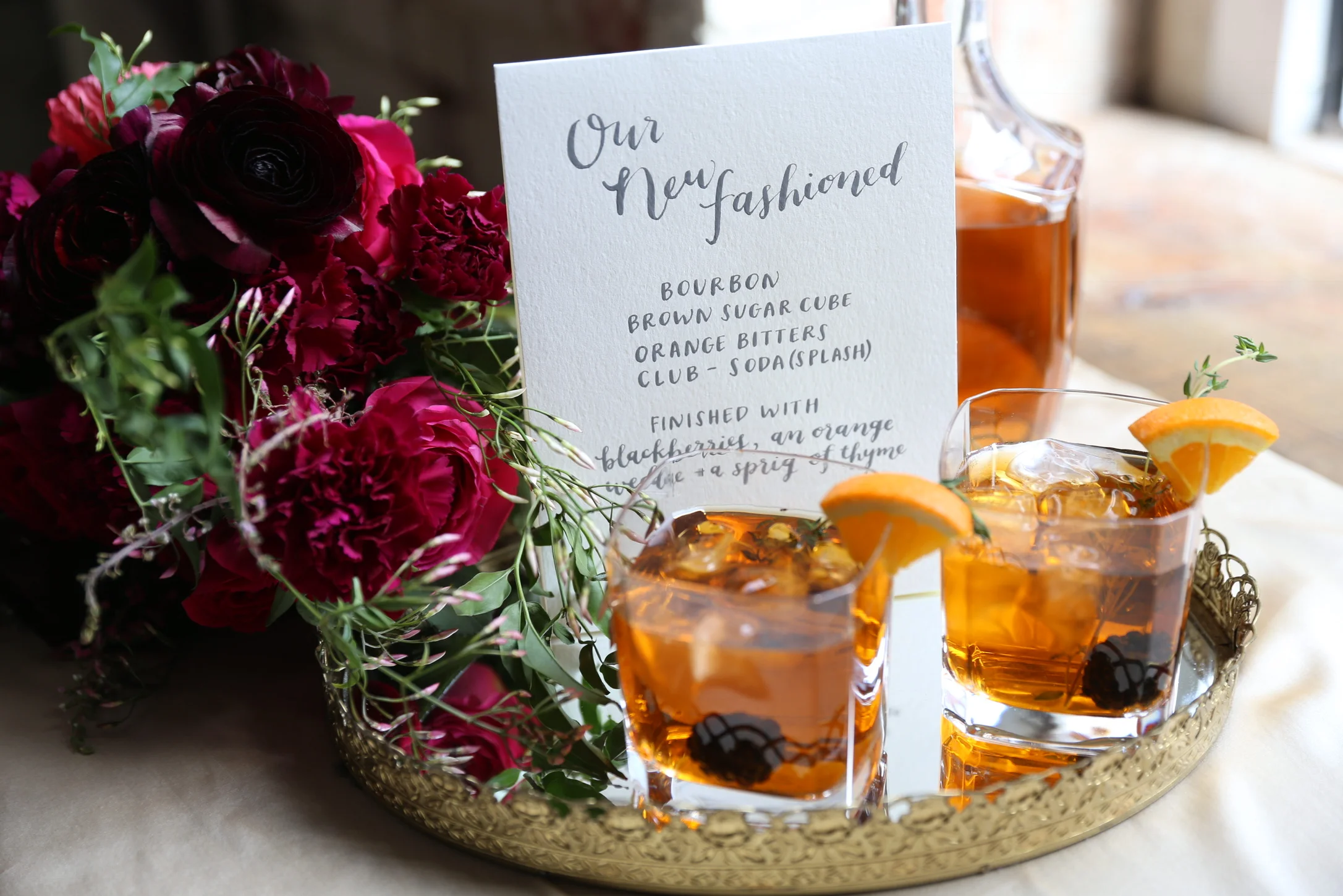 hello, bird. gray ink calligraphy signature cocktail sign // photo courtesy of Emma McDonald Photography