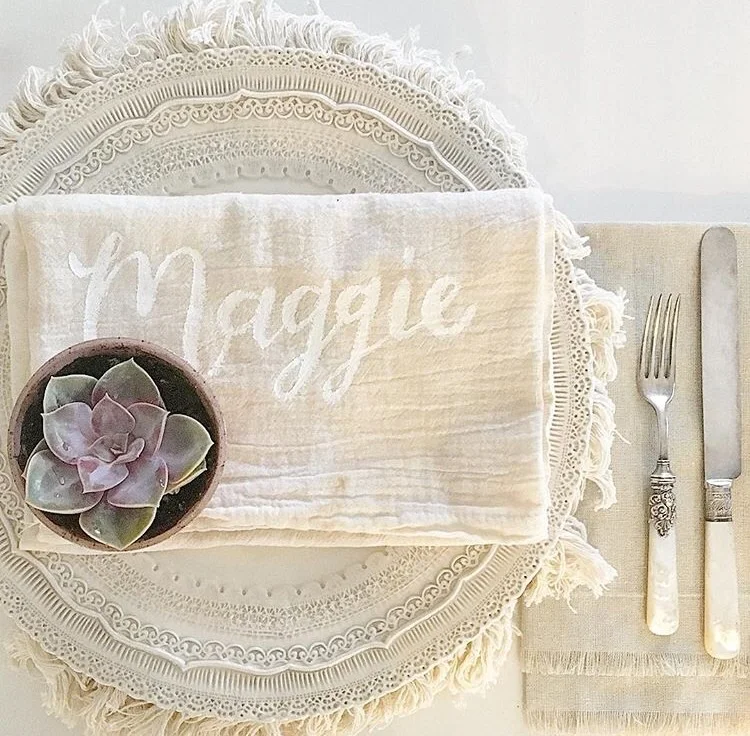 hand-dyed fabric from hello, bird. // hand-made flower pot by heypace ceramics // photo courtesy of Maggie Farrell