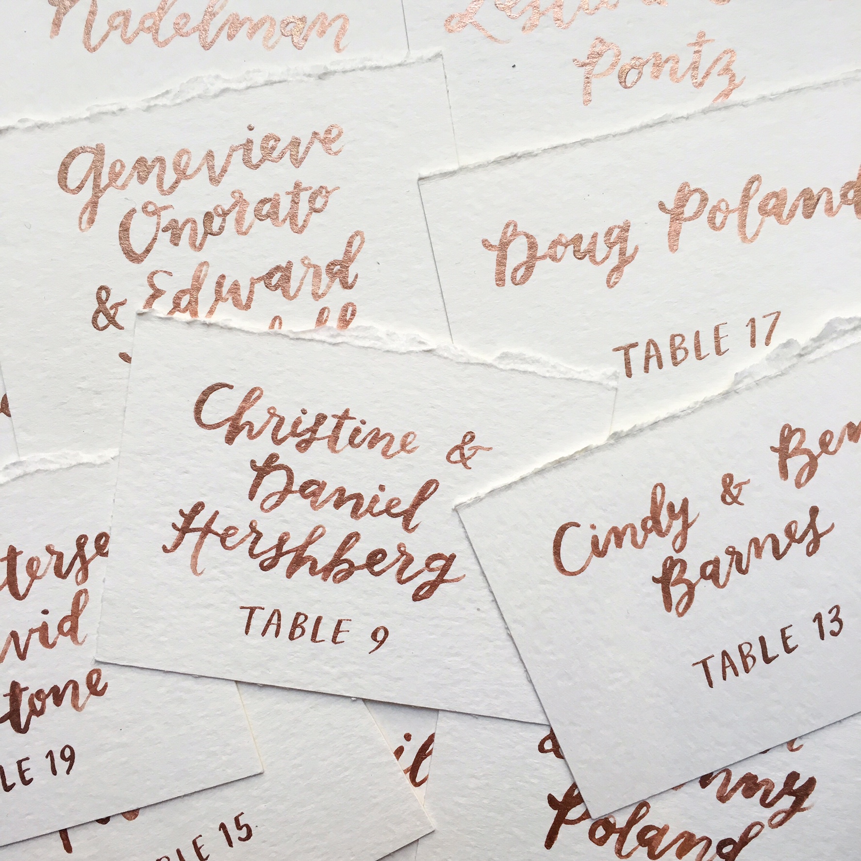  escort/seating cards with rose gold ink by hello, bird.&nbsp; 