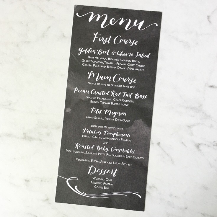 black and white dinner menu by hello, bird.