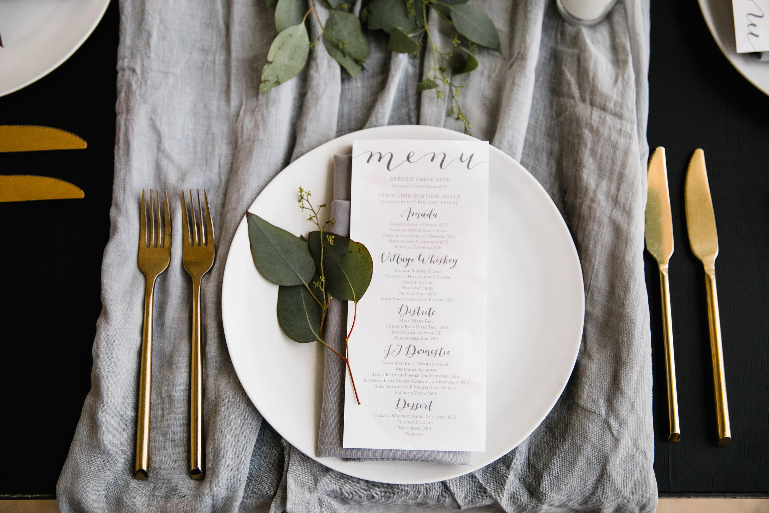 wedding menus by hello, bird. // hand-dyed textiles by hello, bird. // photo courtesy of Love Me Do Photography