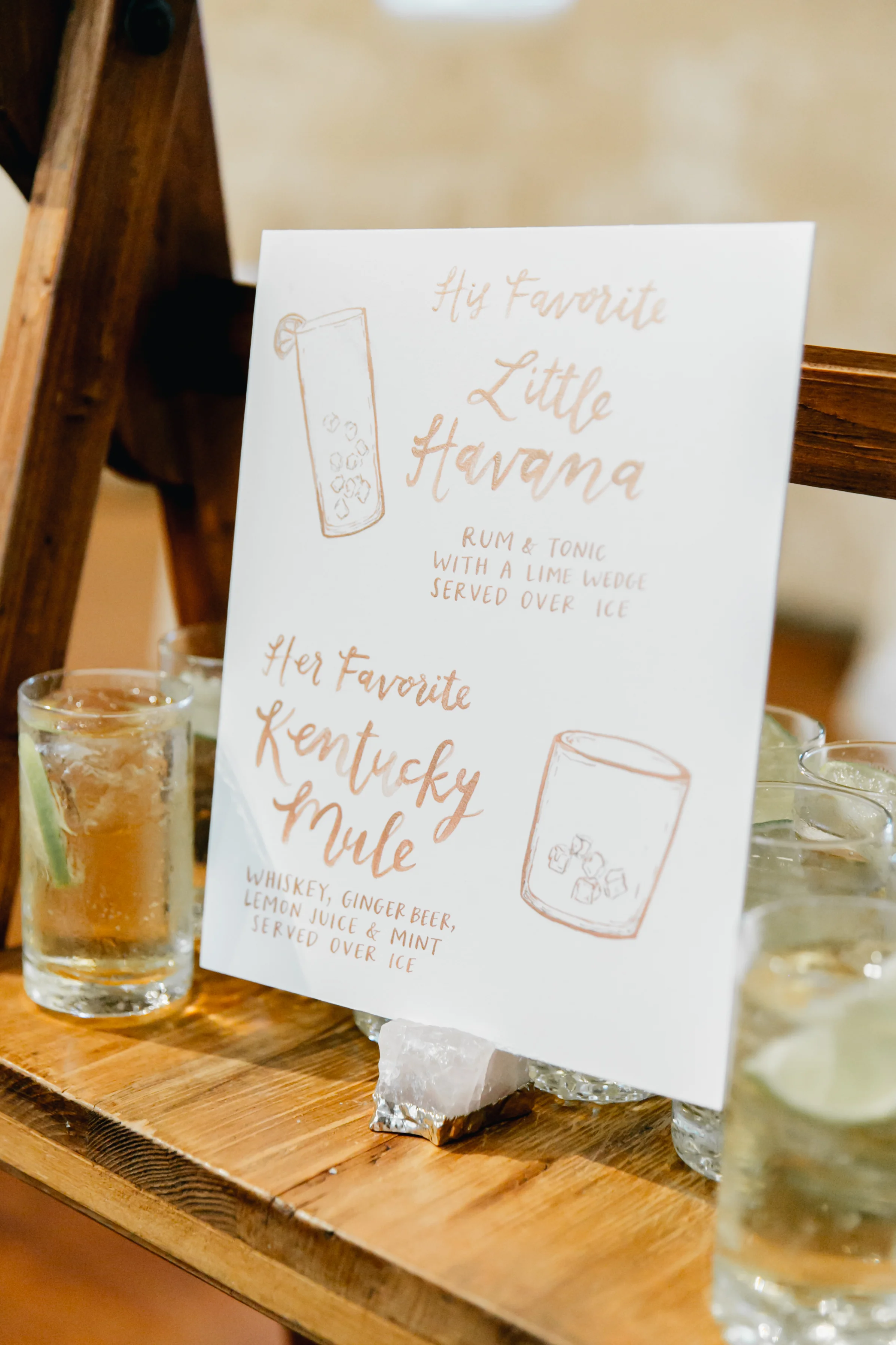 cocktail menu sign by hello, bird. // photo by emily wren photography
