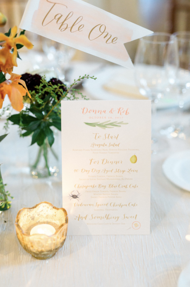 menu + table number flags by hello, bird // photo by catherine anne photography