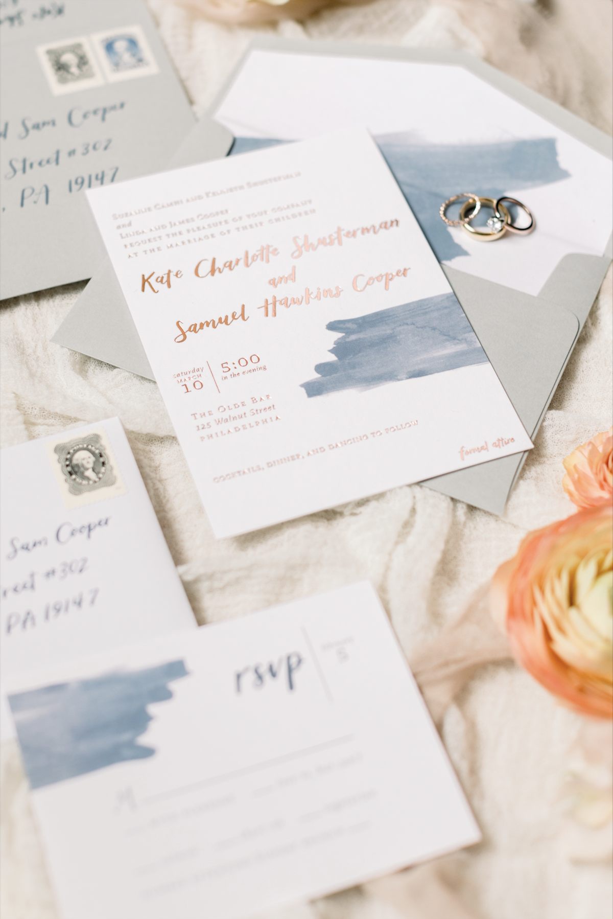Kate + Sam's invitation suite by hello, bird. // photo courtesy of Emily Wren Photography