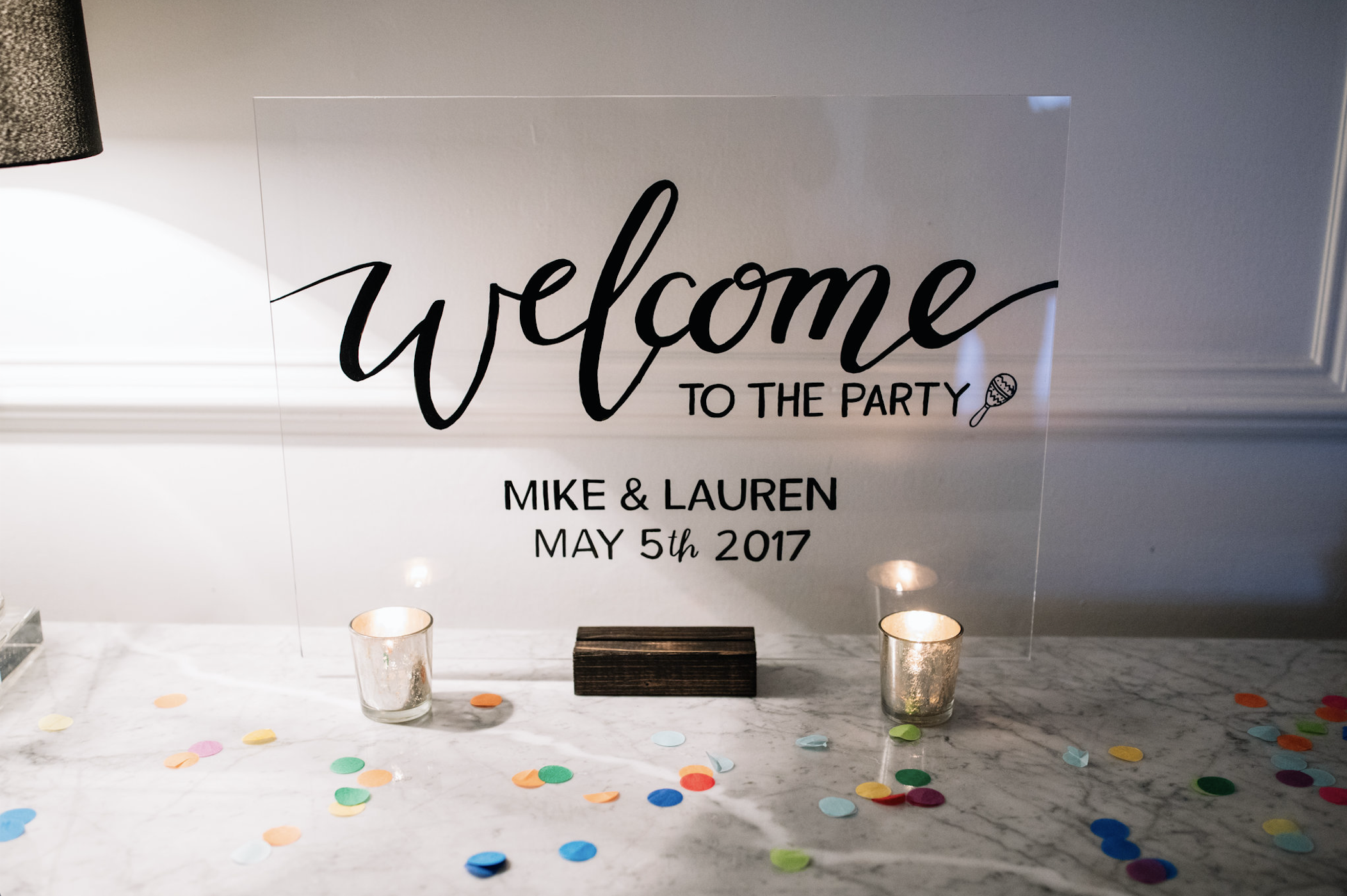 acrylic welcome sign by hello, bird. // photo courtesy of Brittney Raine Photography