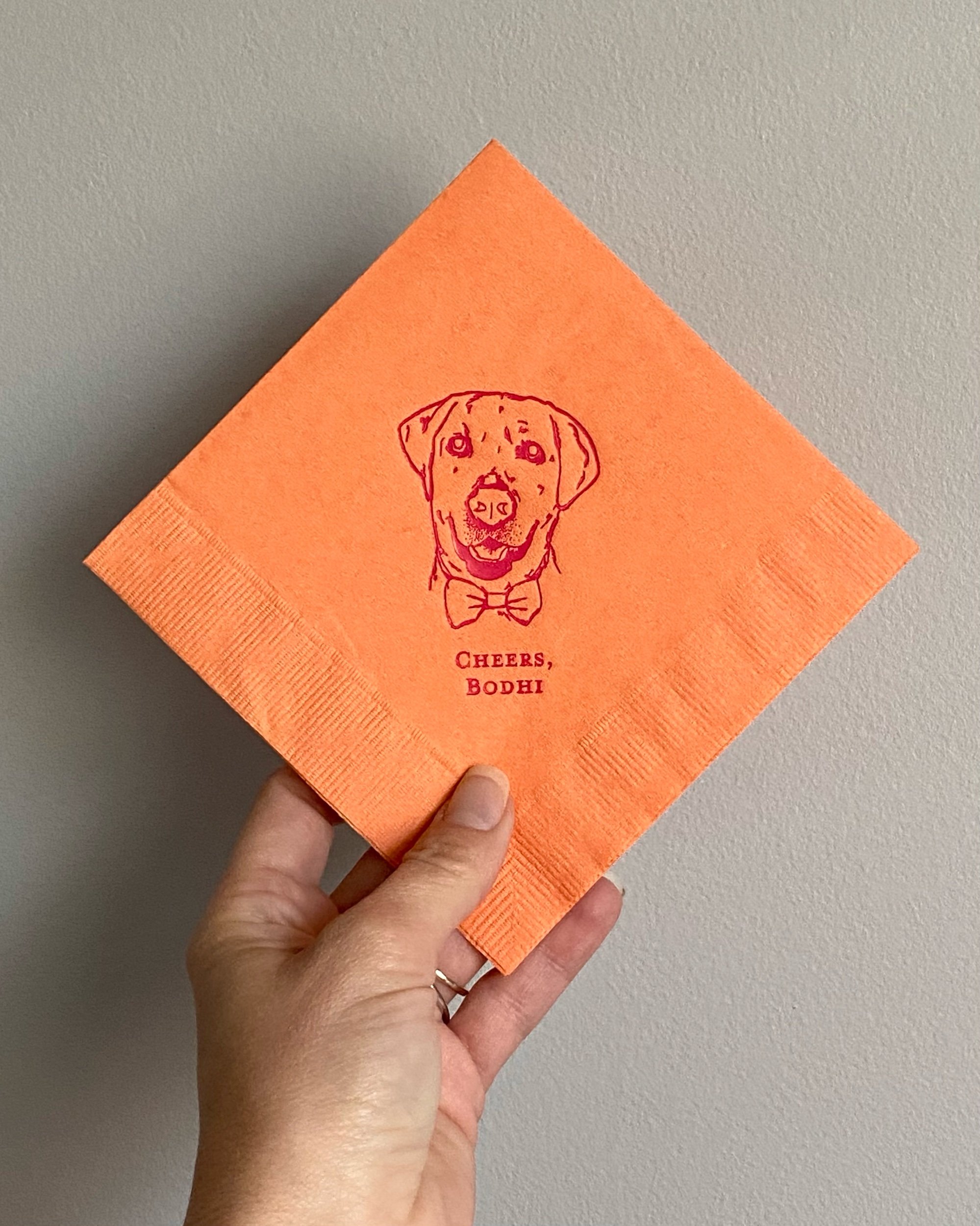 Custom dog illustration cocktail napkin by hello, bird