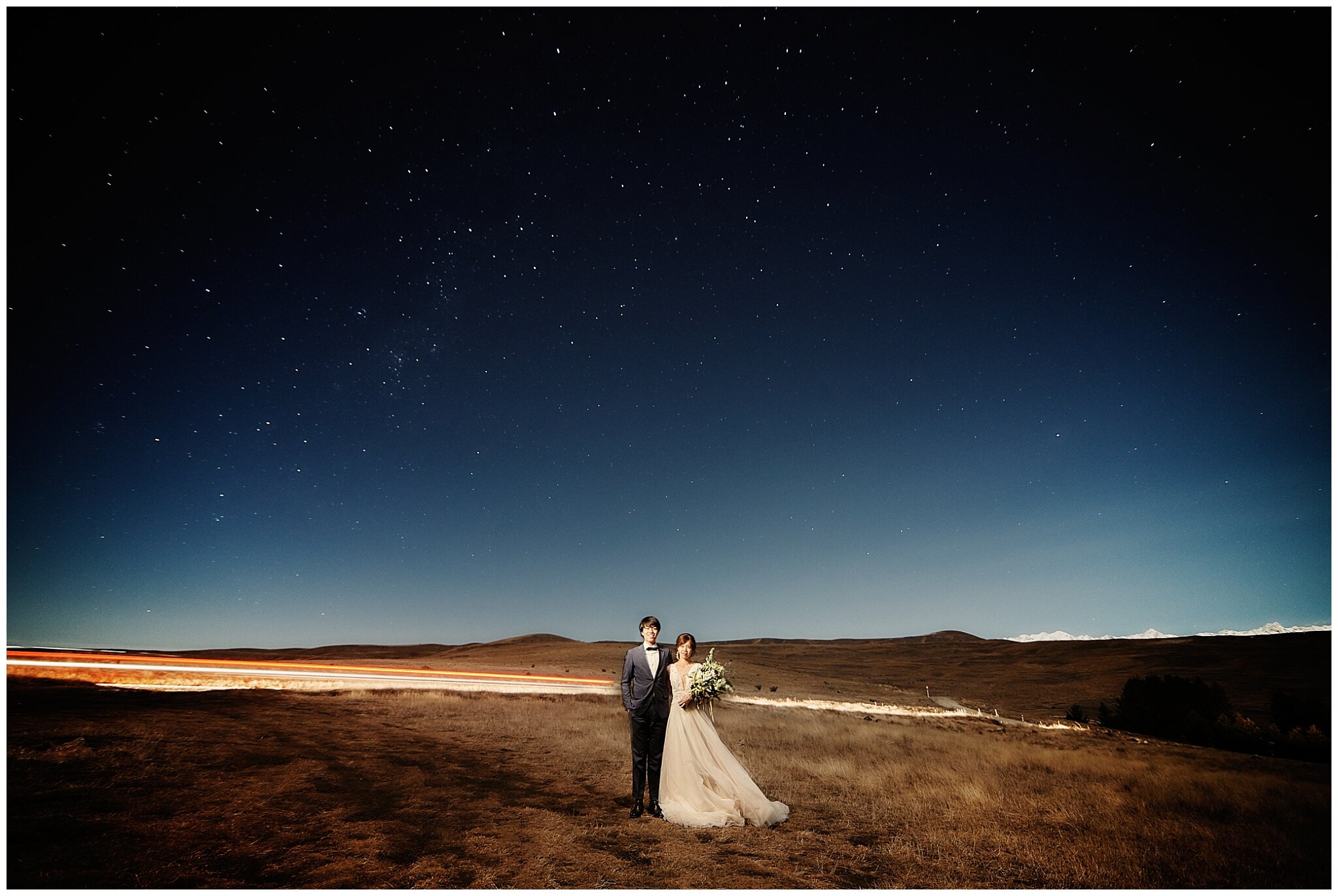 Queenstown Tekapo Prewedding Night Stars Milkyway ニュージーランド ウェディング 前撮り フォトグラファー クイーンズタウン テカポ 星空フォト 星空ウェディング