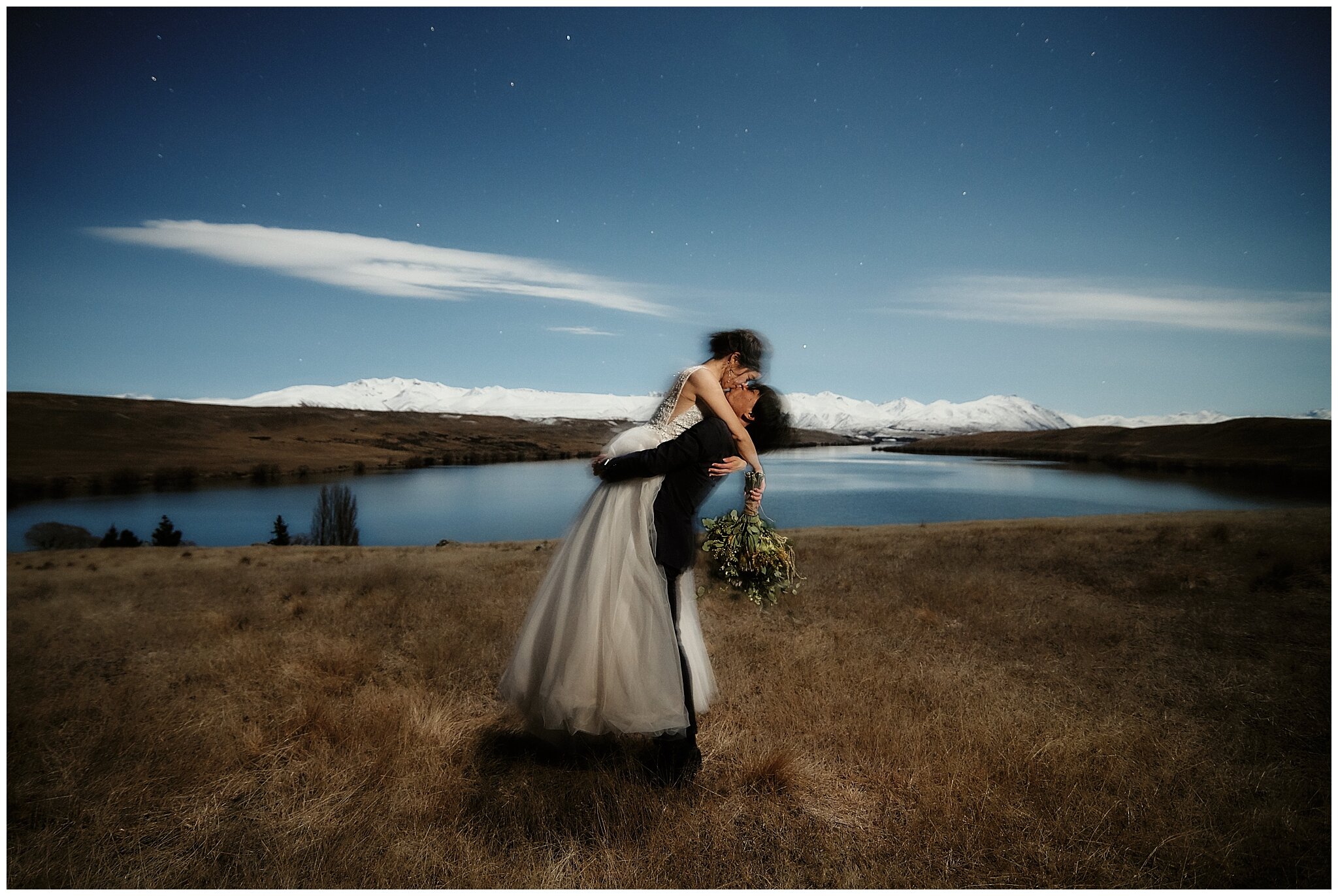 Queenstown Tekapo Prewedding Night Stars Milkyway ニュージーランド ウェディング 前撮り フォトグラファー クイーンズタウン テカポ 星空フォト 星空ウェディング 満月