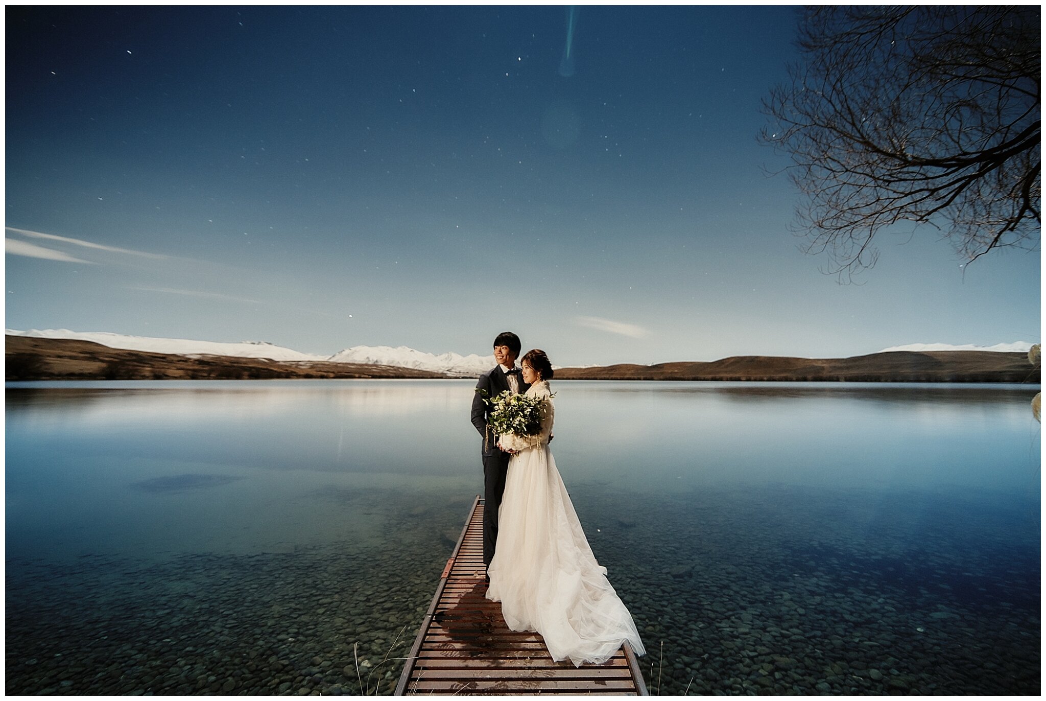 Queenstown Tekapo Prewedding Night Stars Milkyway ニュージーランド ウェディング 前撮り フォトグラファー クイーンズタウン テカポ 星空フォト 星空ウェディング 満月