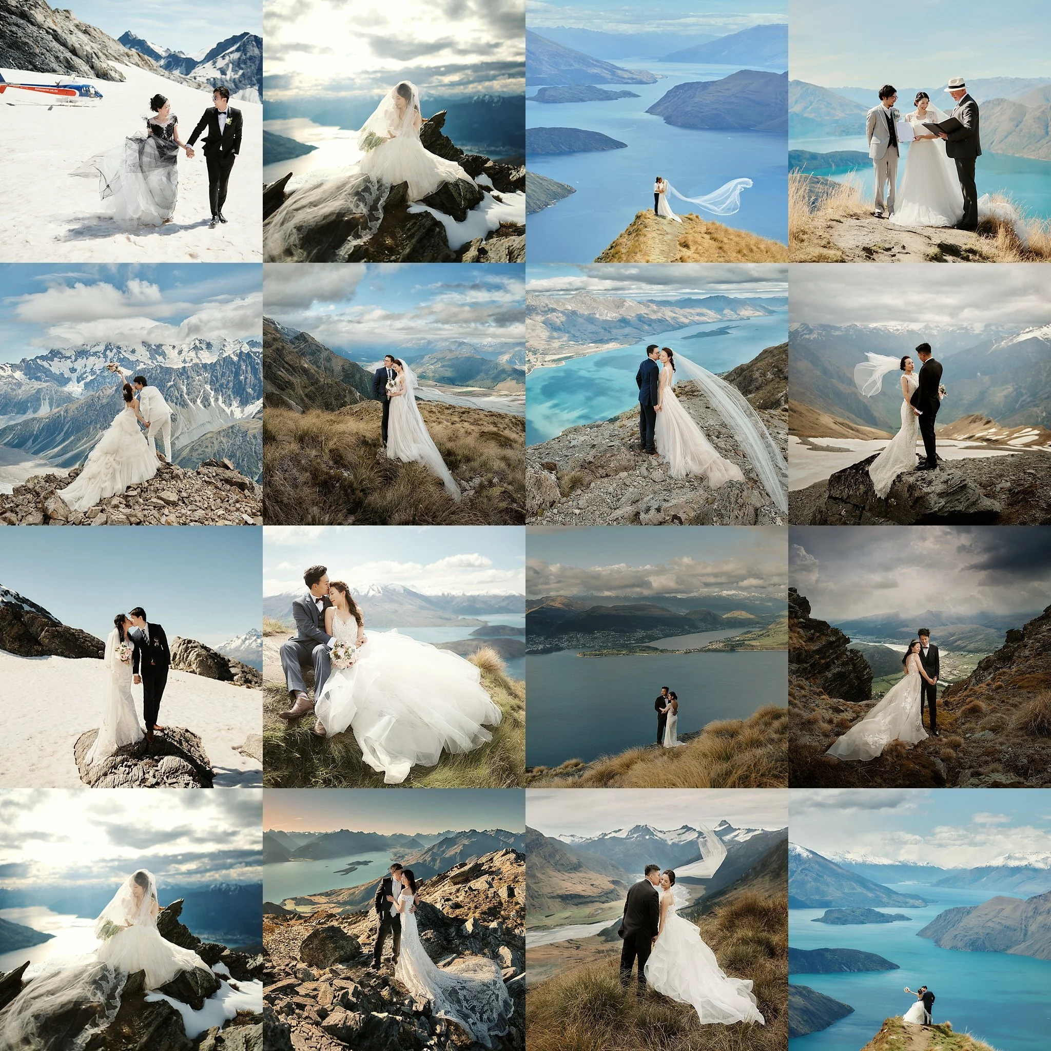 ニュージーランド　ヘリウェディング　ヘリコプターウェディング　前撮り