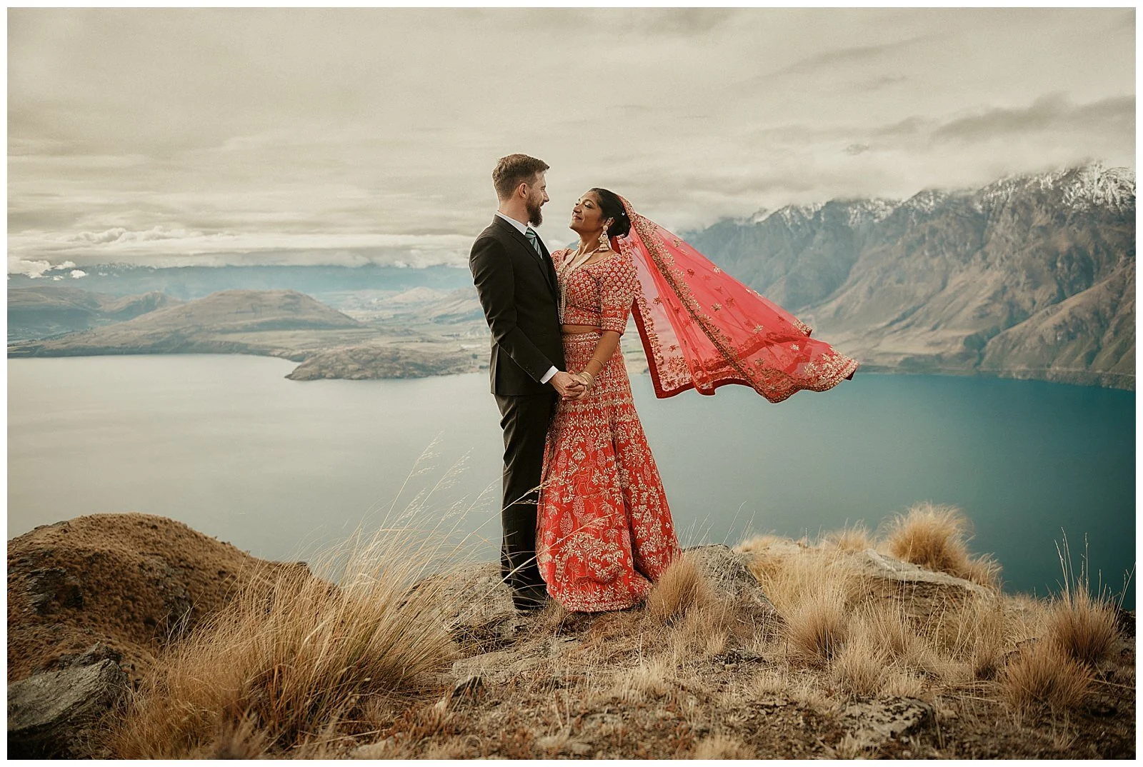 Queenstown Heli Photoshoot and Elopement Wedding at Kamana Lakehouse. Beautiful Sikh Indian Wedding Ceremony followed by a Civil Wedding Ceremony on the Sunshine Terrace.