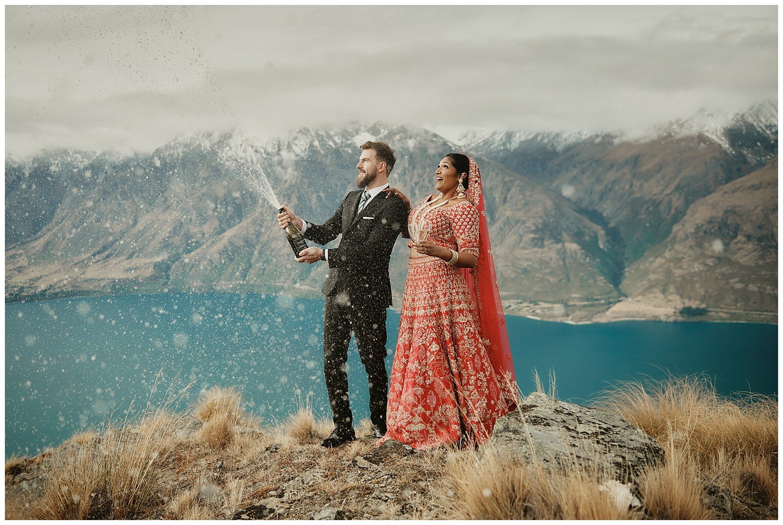 Queenstown Heli Photoshoot and Elopement Wedding at Kamana Lakehouse. Beautiful Sikh Indian Wedding Ceremony followed by a Civil Wedding Ceremony on the Sunshine Terrace.
