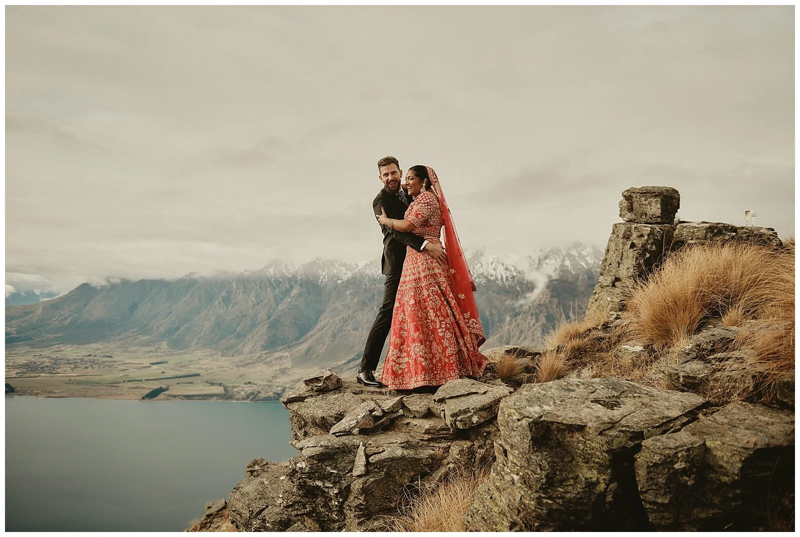 Queenstown Heli Photoshoot and Elopement Wedding at Kamana Lakehouse. Beautiful Sikh Indian Wedding Ceremony followed by a Civil Wedding Ceremony on the Sunshine Terrace.