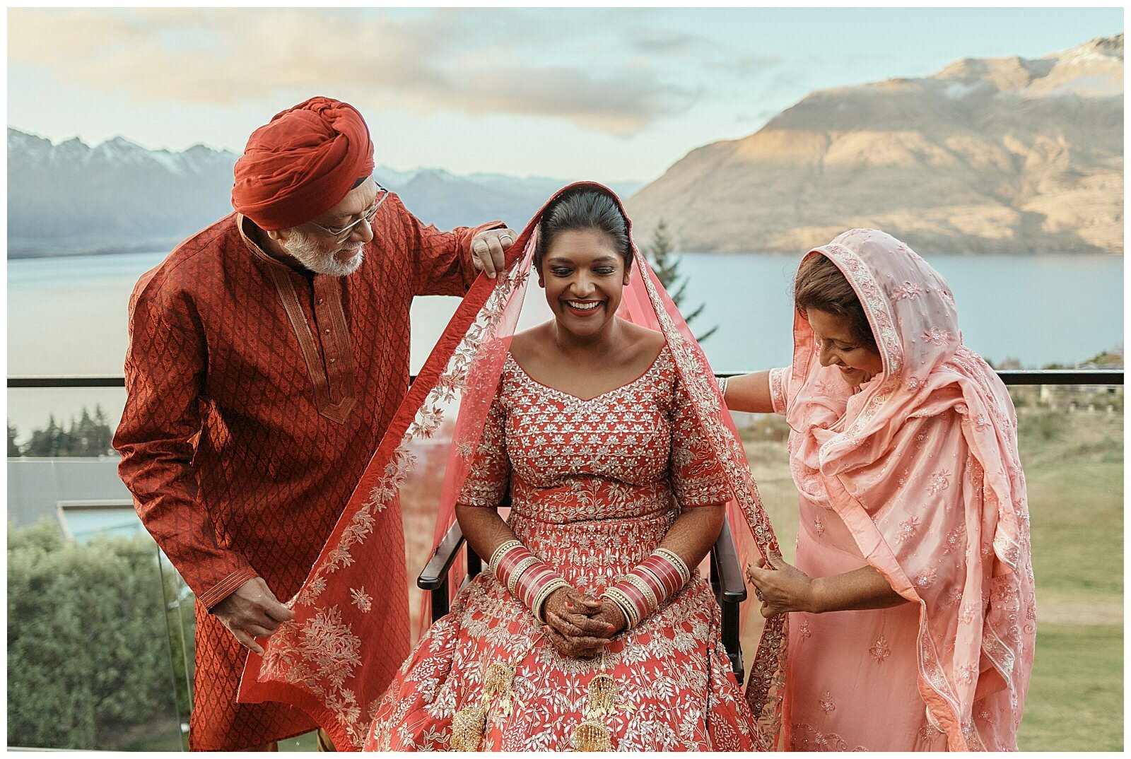 Queenstown Heli Photoshoot and Elopement Wedding at Kamana Lakehouse. Beautiful Sikh Indian Wedding Ceremony followed by a Civil Wedding Ceremony on the Sunshine Terrace.