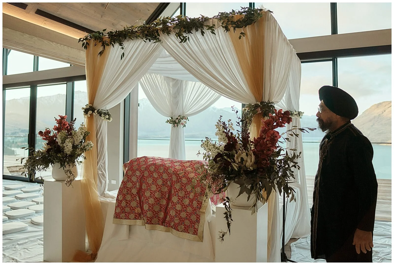 Queenstown Heli Photoshoot and Elopement Wedding at Kamana Lakehouse. Beautiful Sikh Indian Wedding Ceremony followed by a Civil Wedding Ceremony on the Sunshine Terrace.