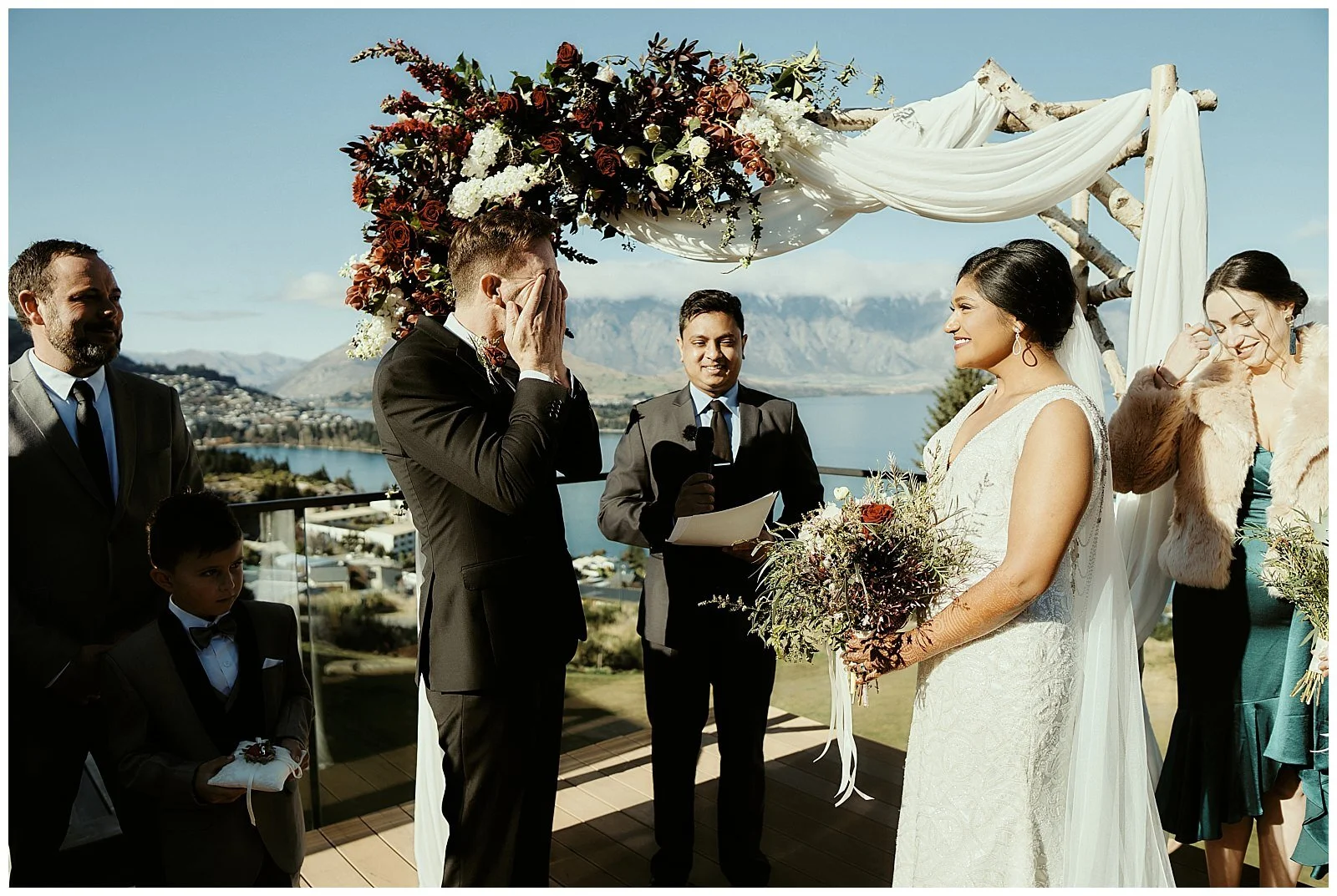 Queenstown Heli Photoshoot and Elopement Wedding at Kamana Lakehouse. Beautiful Sikh Indian Wedding Ceremony followed by a Civil Wedding Ceremony on the Sunshine Terrace.