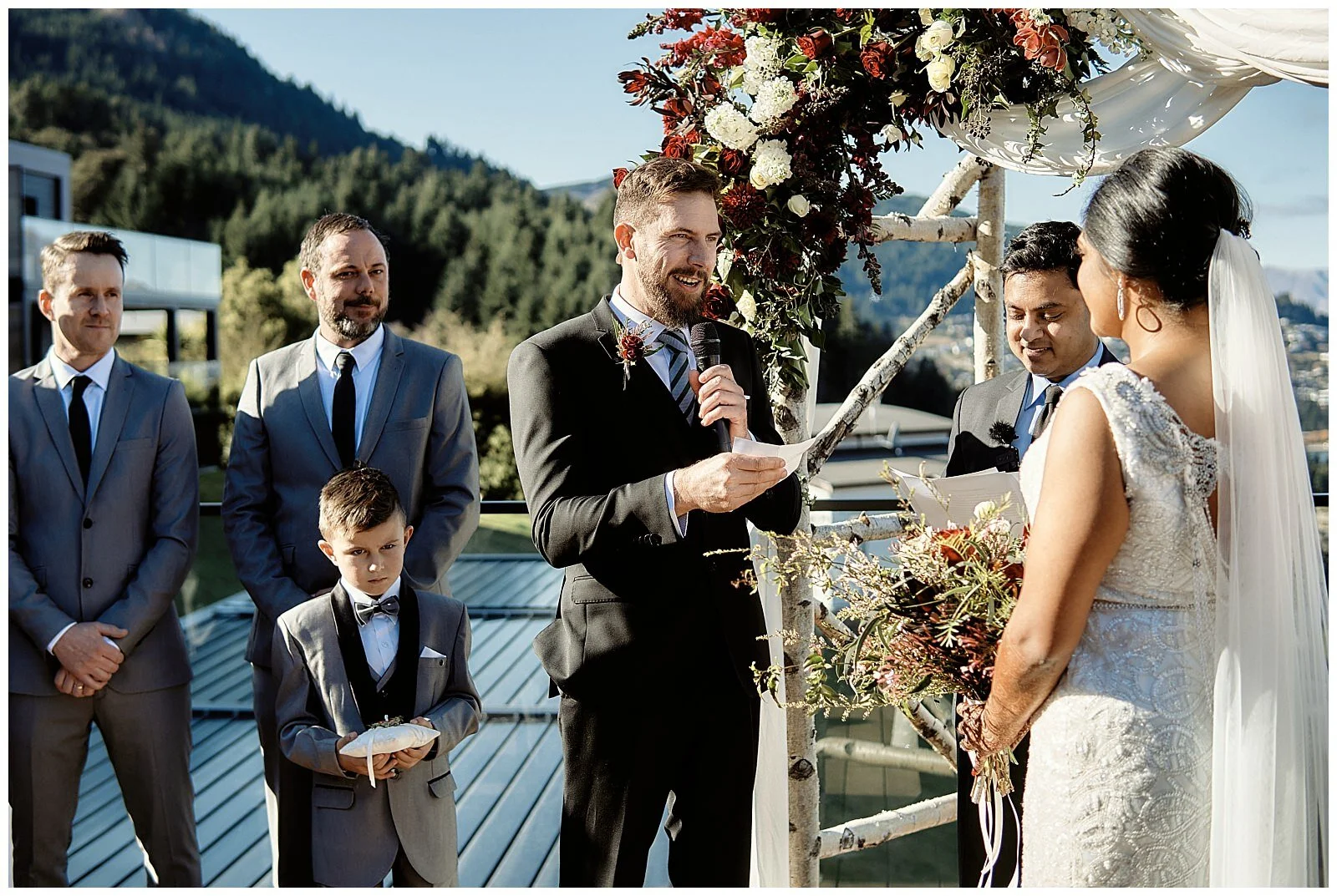 Queenstown Heli Photoshoot and Elopement Wedding at Kamana Lakehouse. Beautiful Sikh Indian Wedding Ceremony followed by a Civil Wedding Ceremony on the Sunshine Terrace.