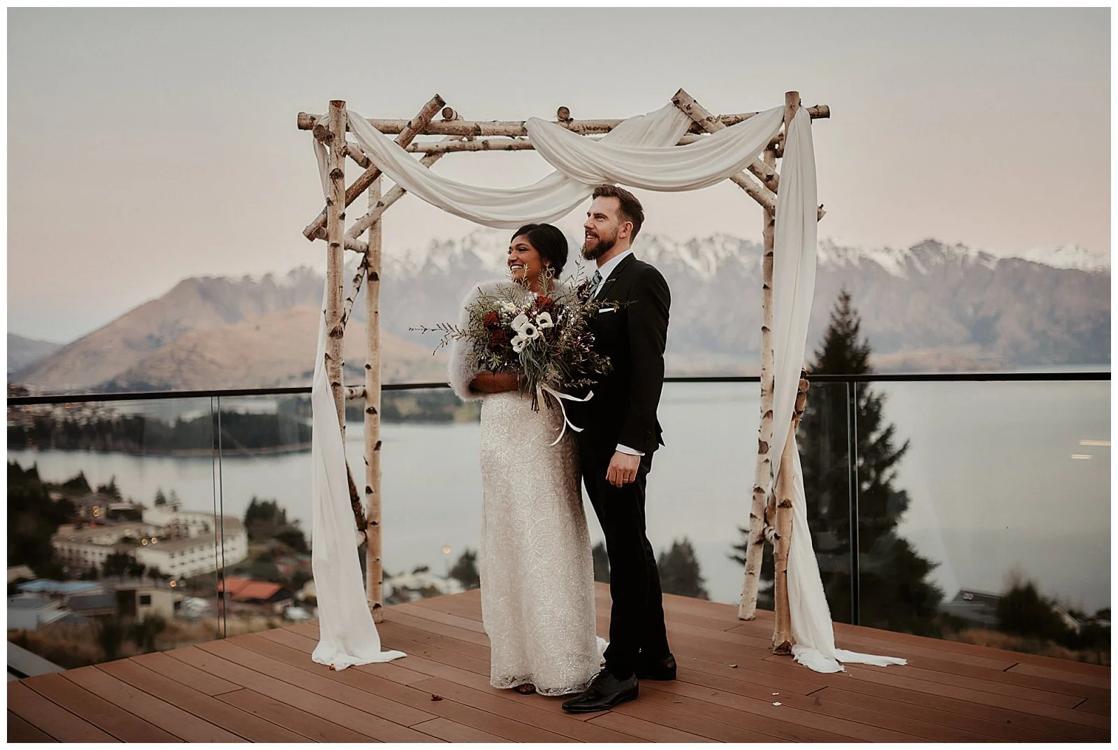 Queenstown Heli Photoshoot and Elopement Wedding at Kamana Lakehouse. Beautiful Sikh Indian Wedding Ceremony followed by a Civil Wedding Ceremony on the Sunshine Terrace.